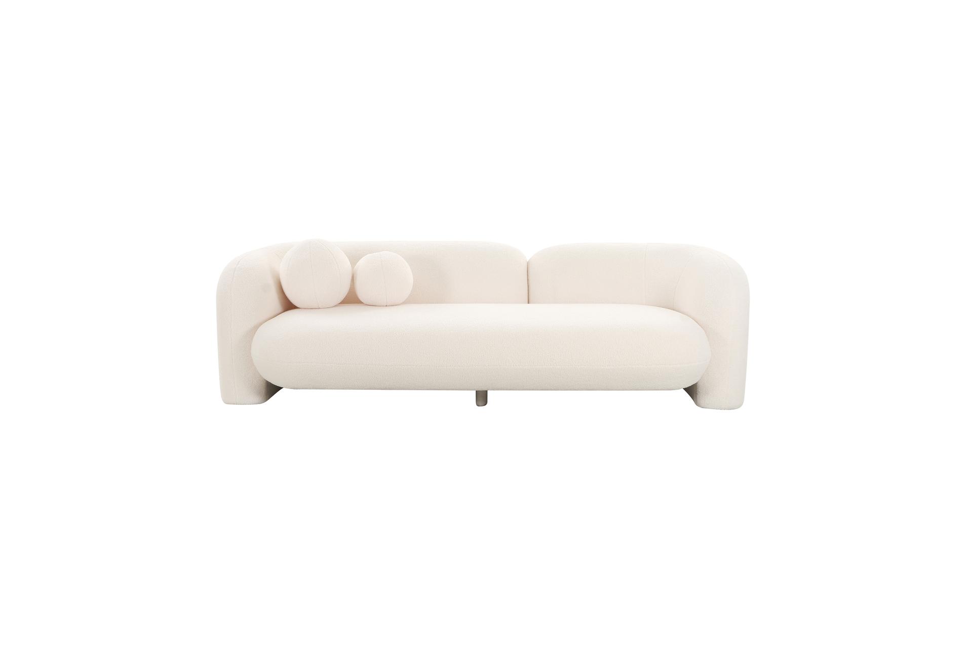 amelie cream white 91" faux fur curved sofa | fabric 9 amelie cream white 91" faux fur curved sofa | fabric