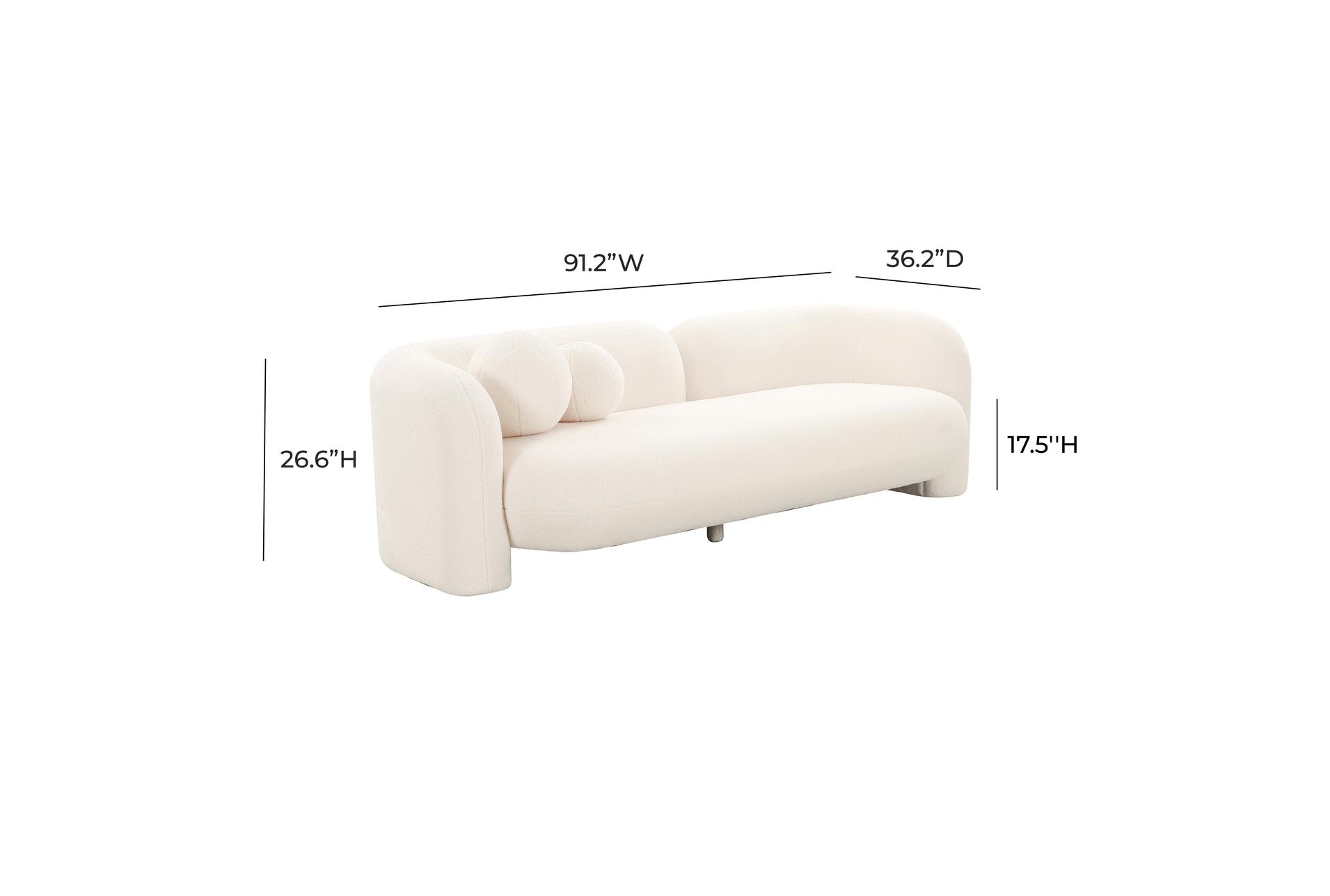 amelie cream white 91" faux fur curved sofa | fabric 10 amelie cream white 91" faux fur curved sofa | fabric