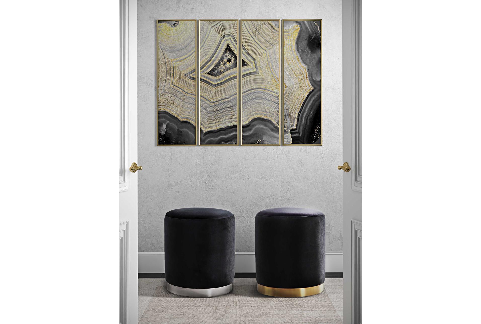opal black velvet fabric round ottoman with gold base 8 opal black velvet fabric round ottoman with gold base
