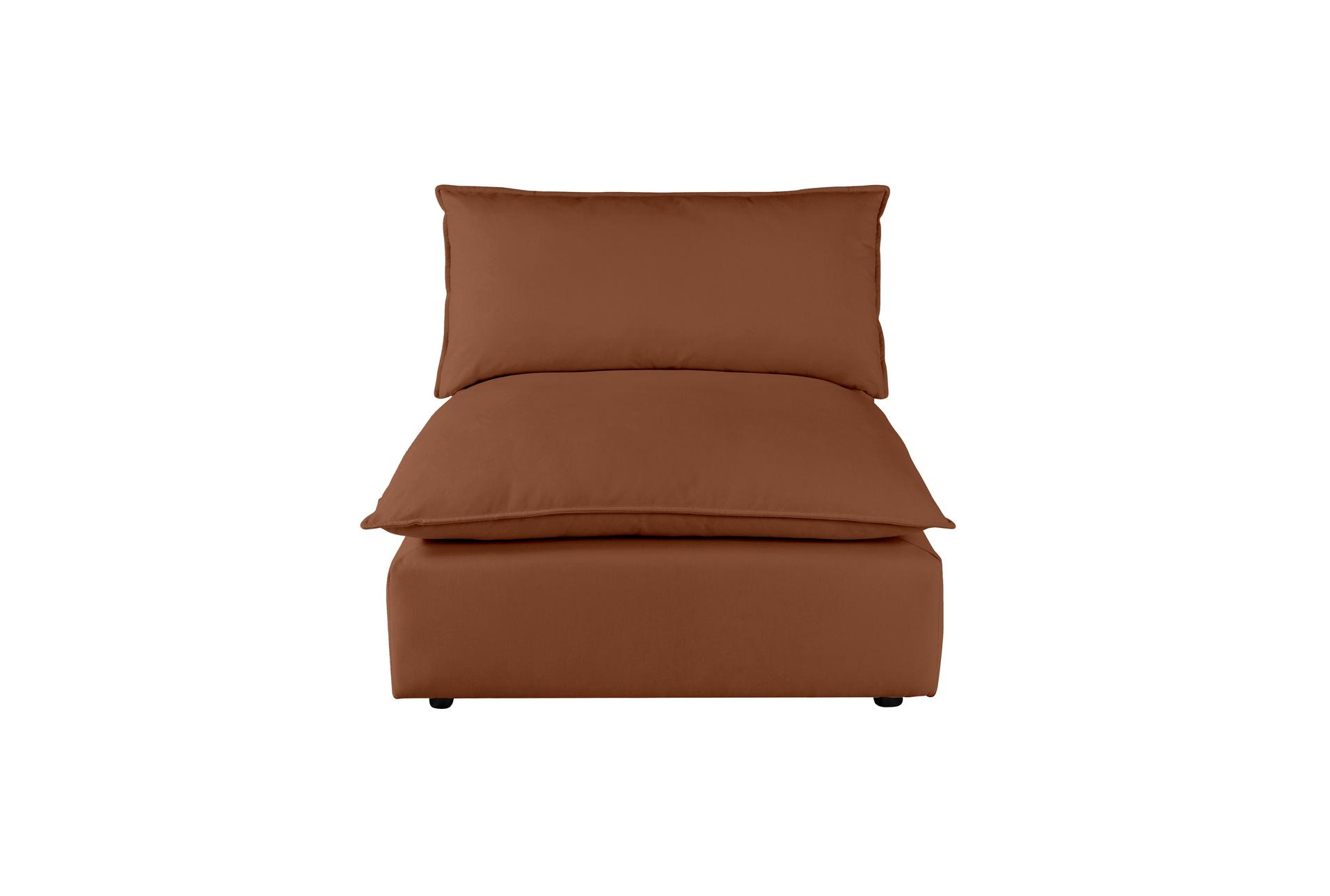 sutton rust brown fabric armless chair | solid | modular