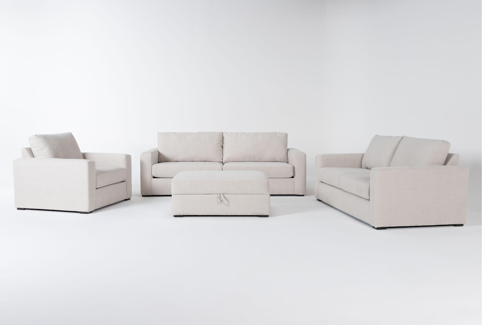 araceli ii sand beige fabric 4 piece 95" sofa loveseat oversized arm chair & storage ottoman set 1 araceli ii sand beige fabric 4 piece 95" sofa loveseat oversized arm chair & storage ottoman set