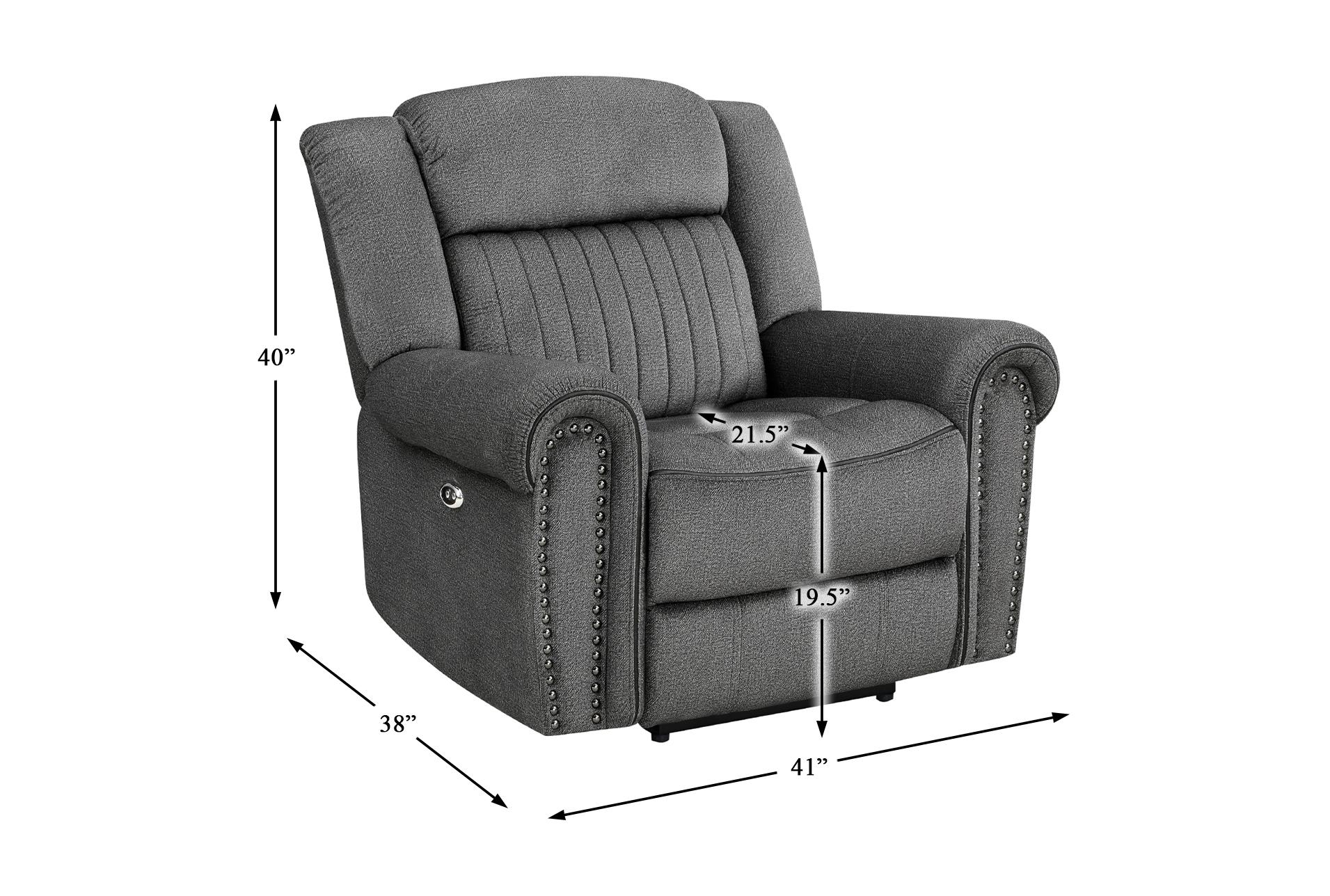 keighly charcoal polyester 41" power recliner 13 keighly charcoal polyester 41" power recliner