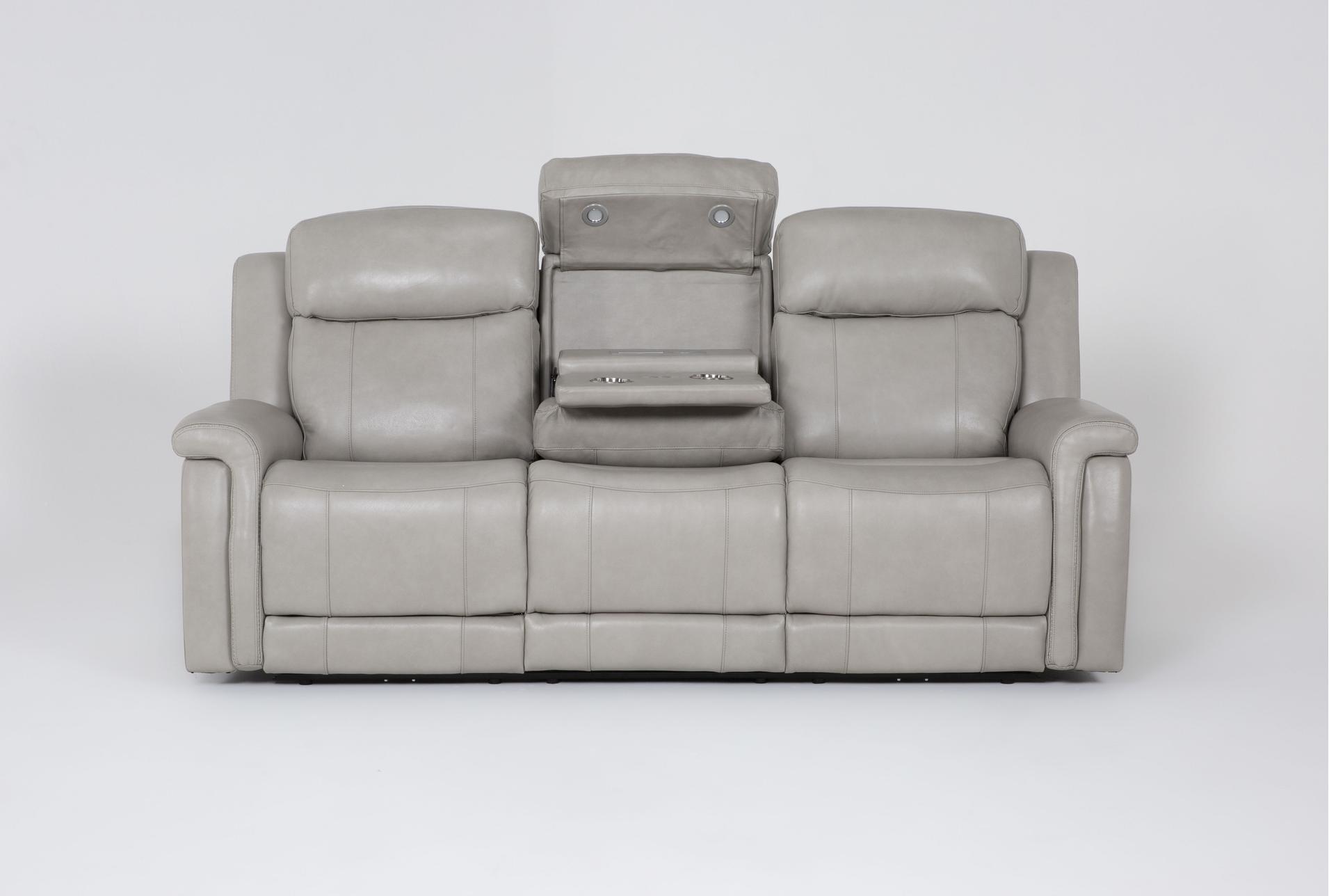 serena ii stone leather 87" power zero gravity reclining sofa with power headrest drop down tray & usb 1 serena ii stone leather 87" power zero gravity reclining sofa with power headrest drop down tray & usb