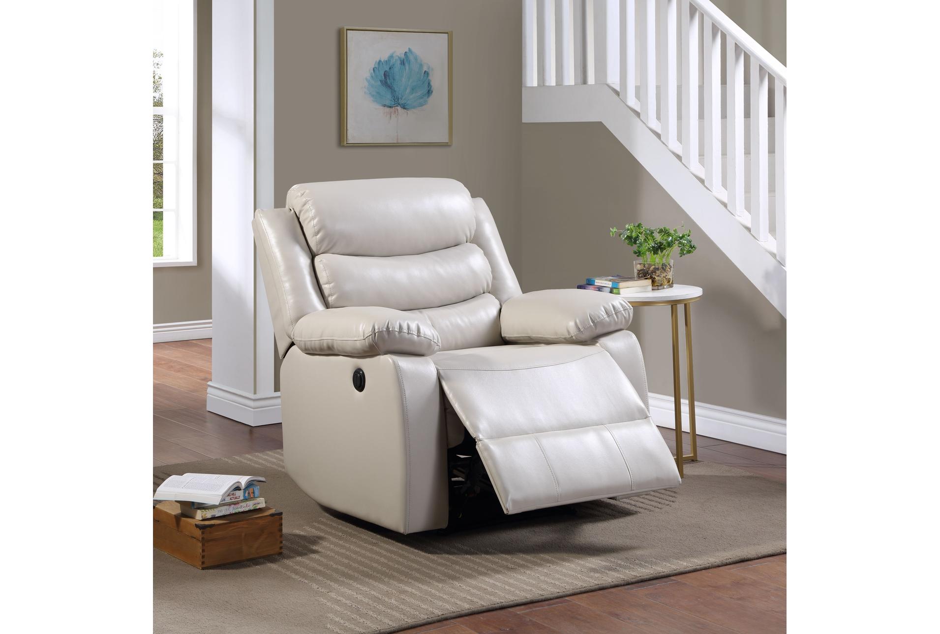 eilbra 39" beige faux leather power recliner with power lumbar | button 13 eilbra 39" beige faux leather power recliner with power lumbar | button
