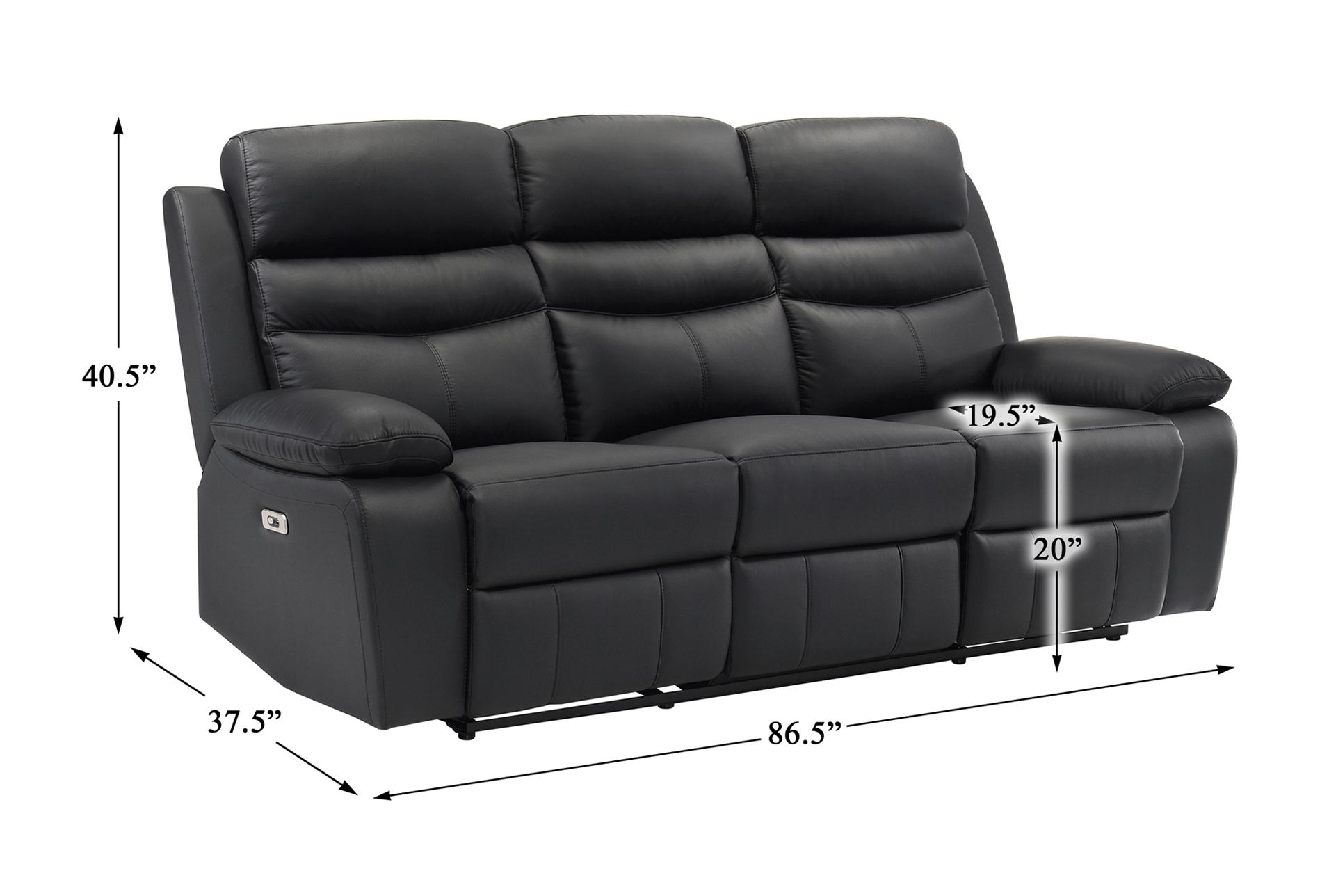 marigold black leather 86" power reclining sofa with usb 13 marigold black leather 86" power reclining sofa with usb