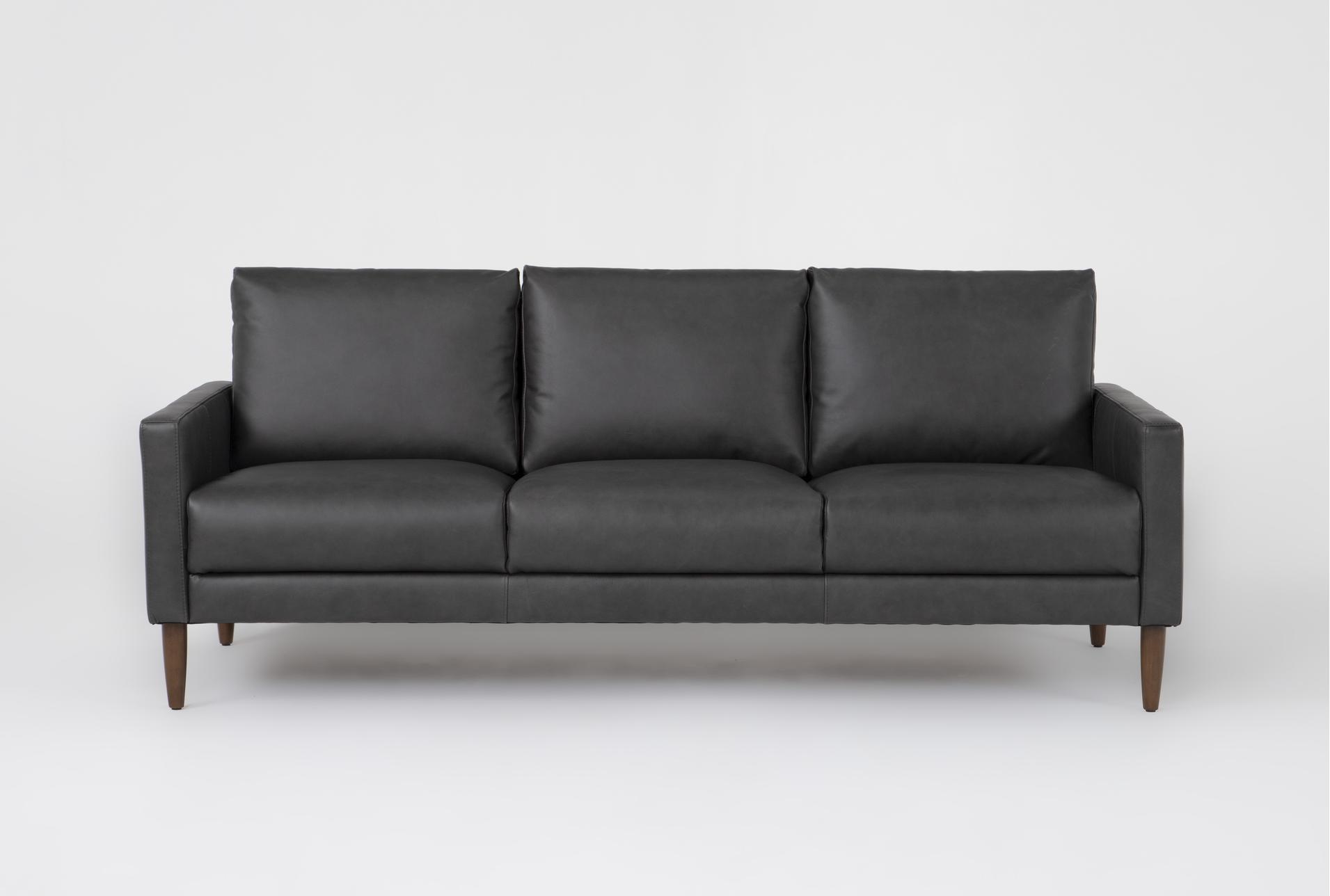 ian 83" grey leather sofa | track arms 1 ian 83" grey leather sofa | track arms