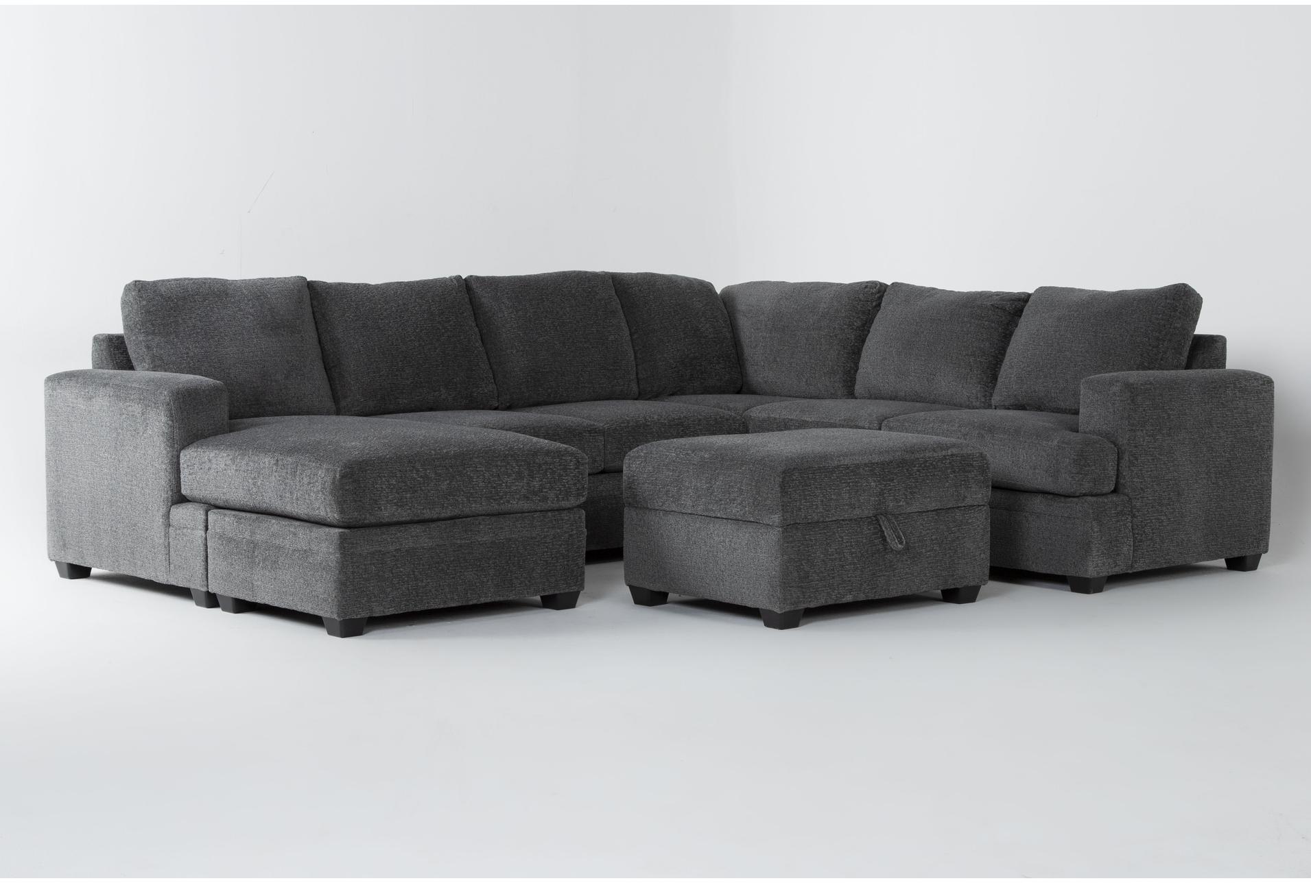 zoeller charcoal grey fabric 127" 2 piece u-shaped sectional with left arm facing sofa chaise & ottoman | right facing 1 zoeller charcoal grey fabric 127" 2 piece u-shaped sectional with left arm facing sofa chaise & ottoman | right facing