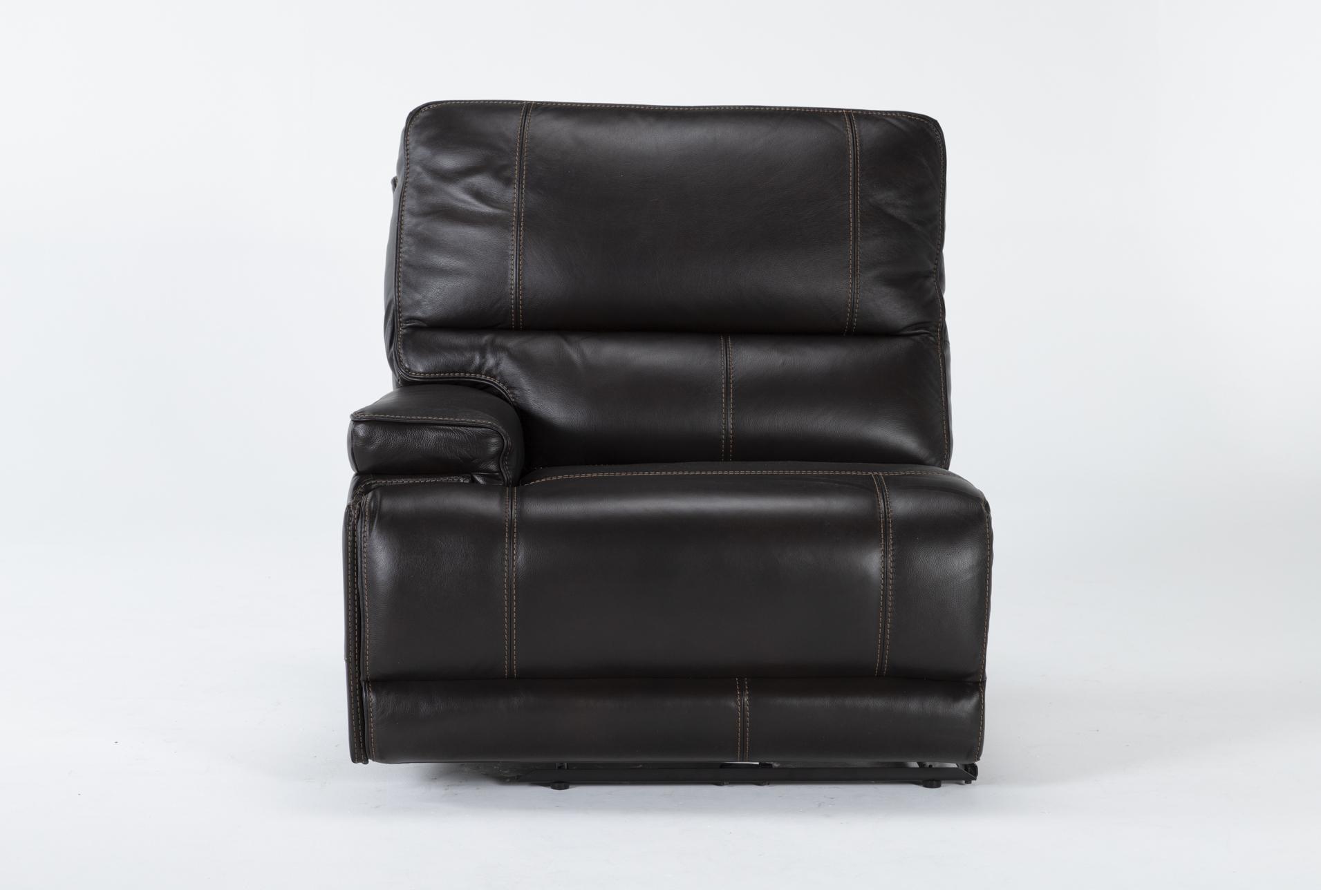 watkins coffee leather power cordless left arm facing recliner with power headrest & usb