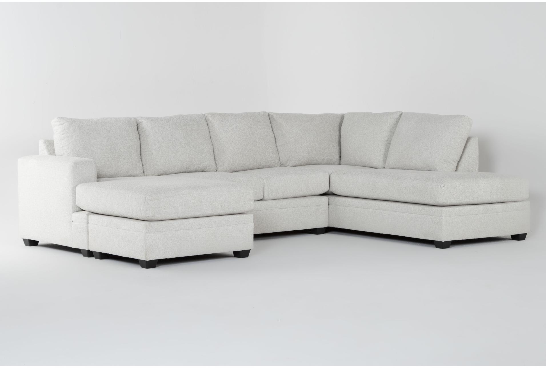 zoeller sand beige fabric 127" 2 piece u-shaped sectional with left arm facing sleeper sofa bed with chaise & memory foam mattress + right arm facing corner chaise