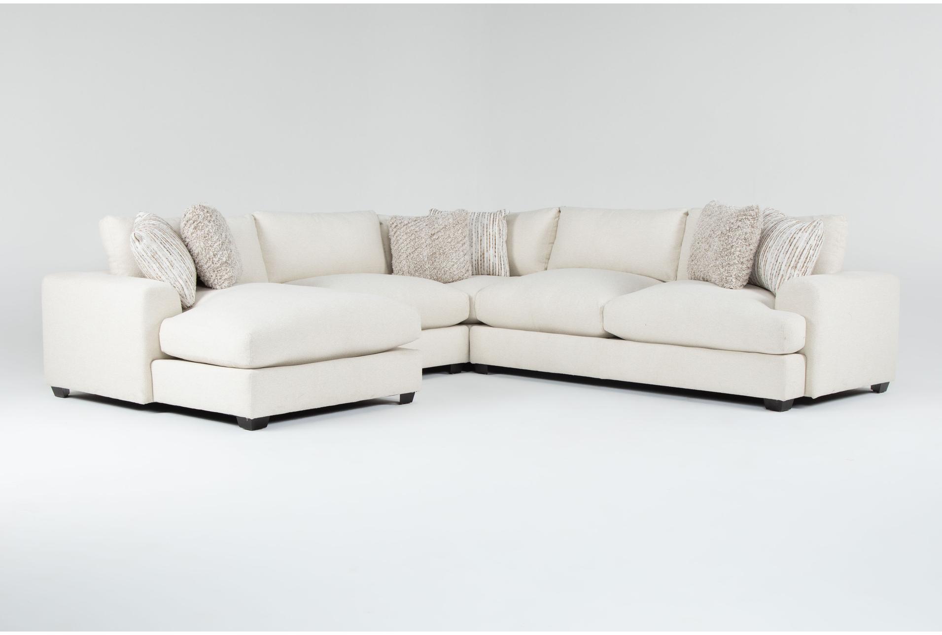 cataleya ivory beige boucle fabric 129" 4 piece left arm facing chaise sectional 1 cataleya ivory beige boucle fabric 129" 4 piece left arm facing chaise sectional