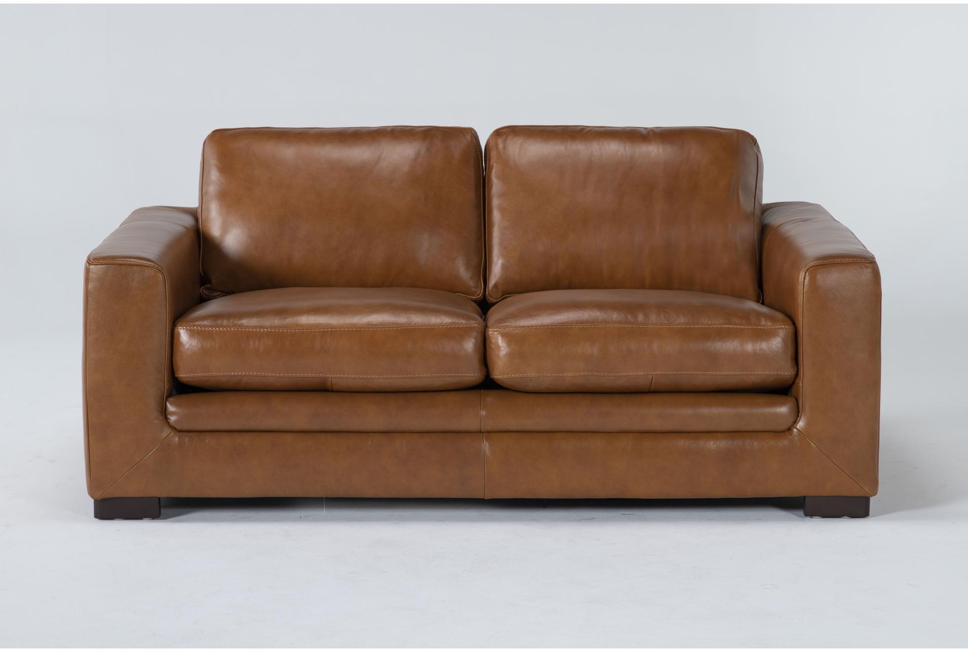 mason brown leather 70" loveseat | track arms | down cushions 1 mason brown leather 70" loveseat | track arms | down cushions