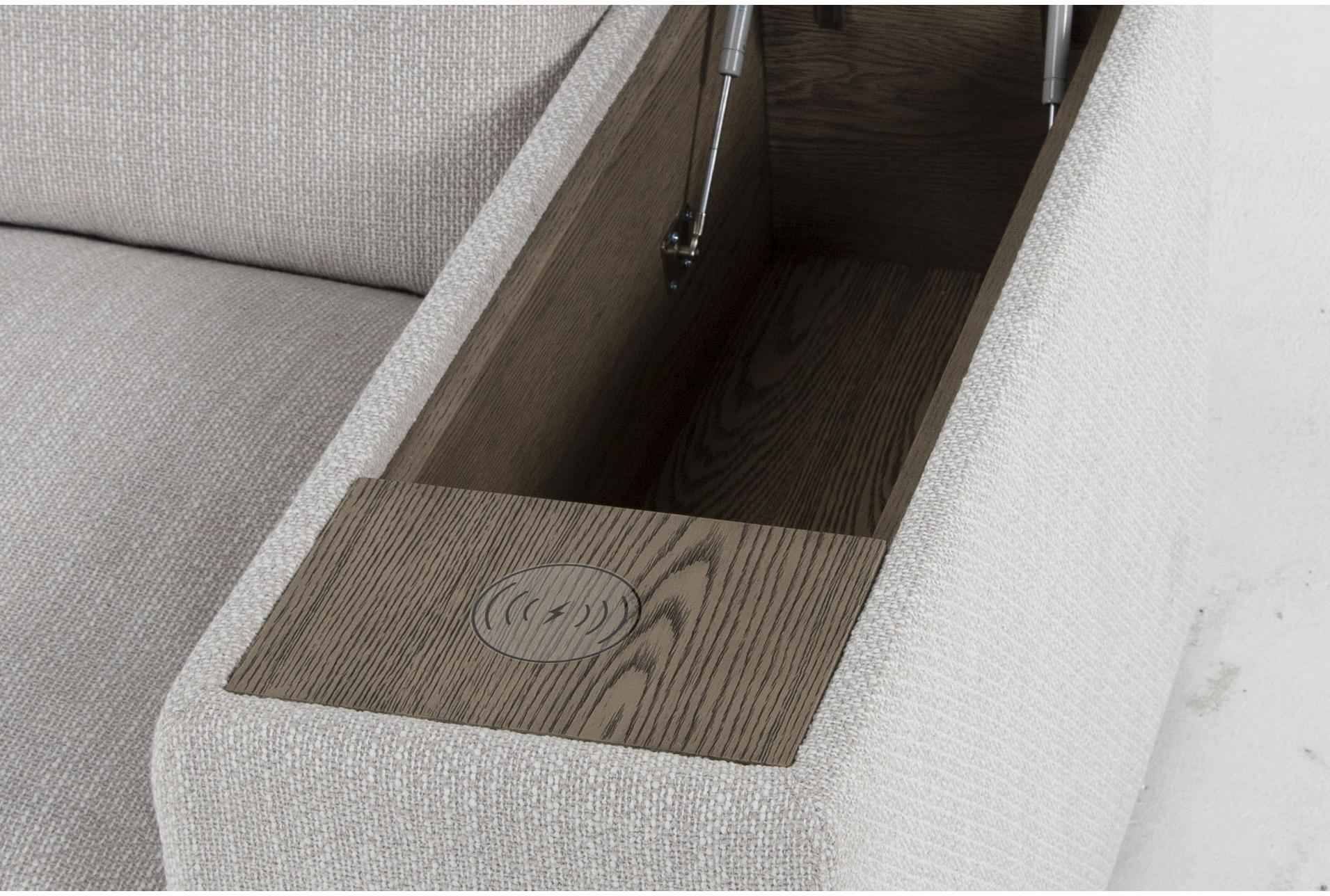 gather white fabric 7 piece modular l-shaped sectional with corner storage and wireless charging & table cocktail ottomanleft arm facing arm console featuring hidden cupholders 14 gather white fabric 7 piece modular l-shaped sectional with corner storage and wireless charging & table cocktail ottomanleft arm facing arm console featuring hidden cupholders