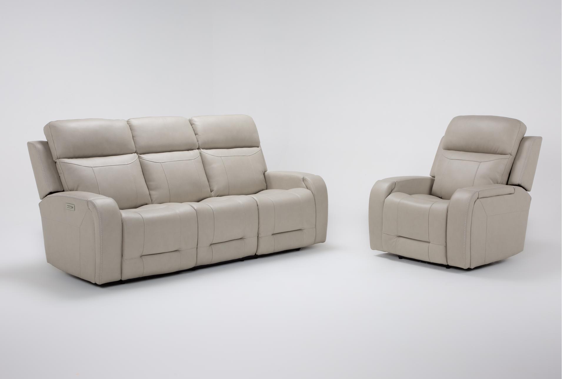 2 piece matrix cream leather power zero gravity reclining audio sofa and recliner set