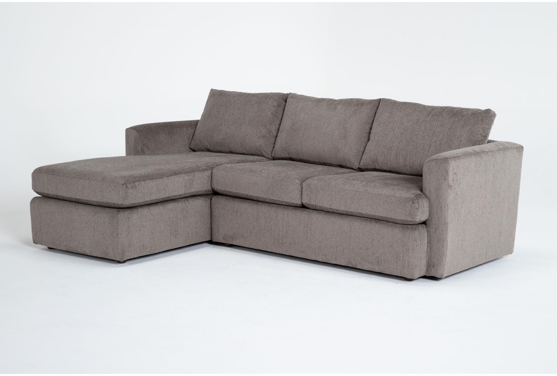 basil grey brown fabric modular 93" 2 piece sectional with left arm facing chaise | track arms | loose reversible back 1 basil grey brown fabric modular 93" 2 piece sectional with left arm facing chaise | track arms | loose reversible back