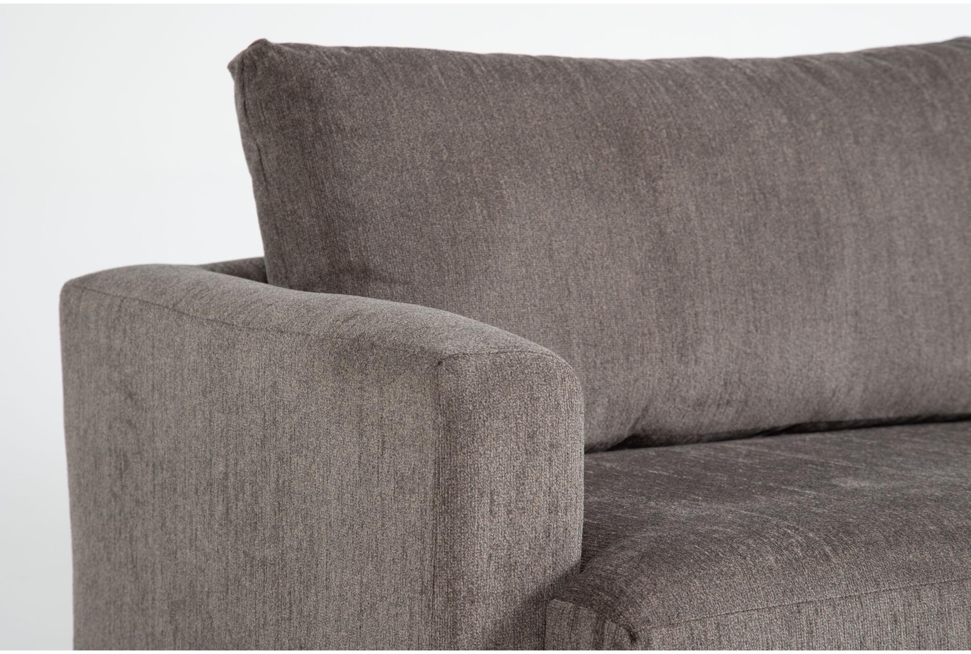 basil grey brown fabric modular 93" 2 piece sectional with left arm facing chaise | track arms | loose reversible back 10 basil grey brown fabric modular 93" 2 piece sectional with left arm facing chaise | track arms | loose reversible back