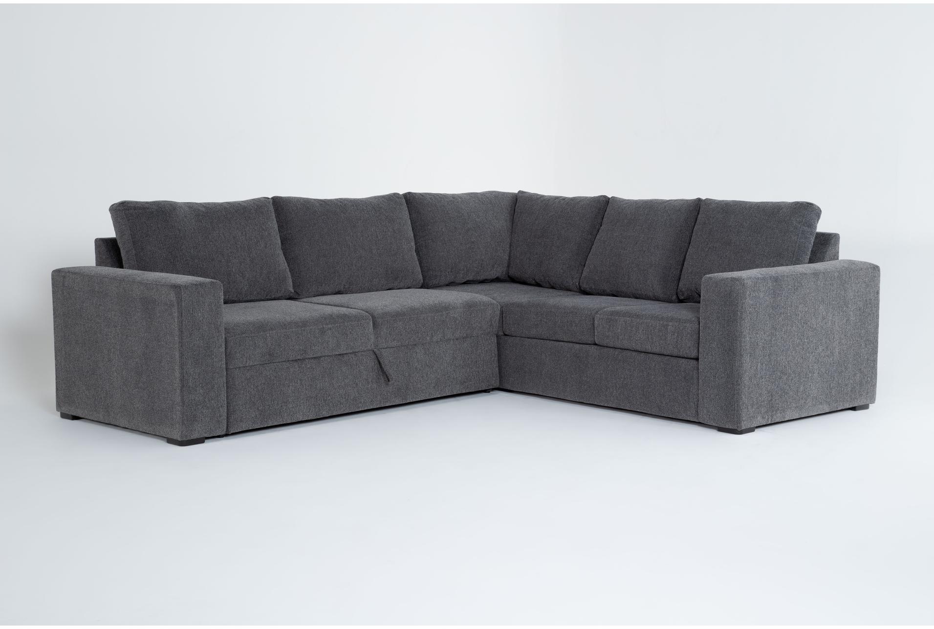 sebastian slate grey fabric 109" 2 piece l-shaped sectional with left arm facing convertible futon sleeper | track arms 1 sebastian slate grey fabric 109" 2 piece l-shaped sectional with left arm facing convertible futon sleeper | track arms