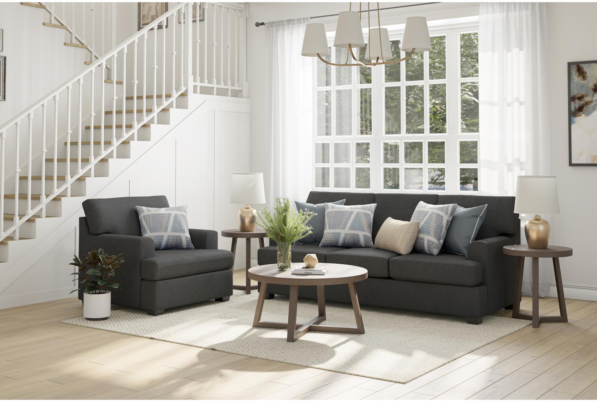 colby smoke grey fabric 2 piece sofa & arm chair set | loose reversible back 10 colby smoke grey fabric 2 piece sofa & arm chair set | loose reversible back