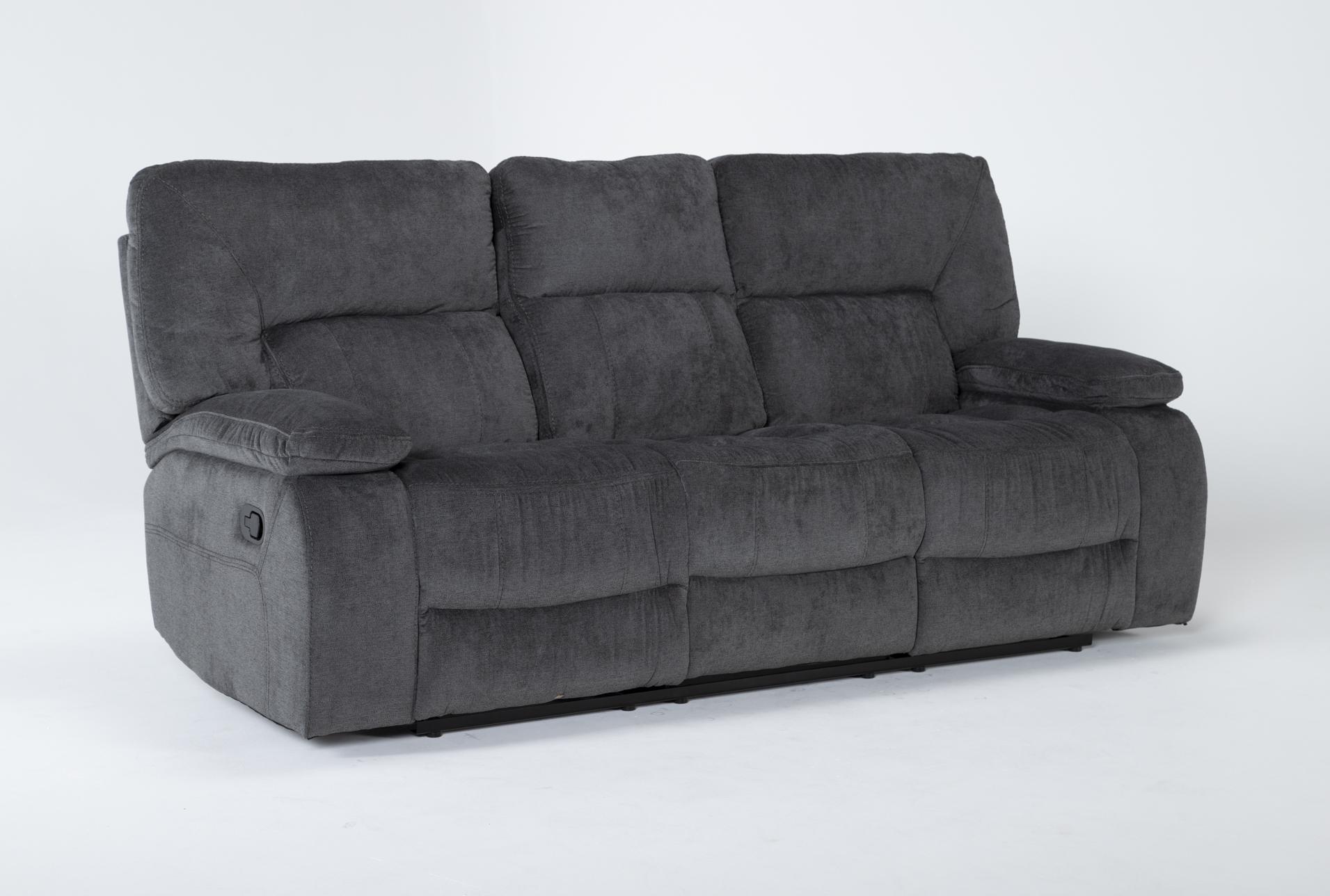 chadrick grey polyester 86" manual triple reclining sofa | usb 1 chadrick grey polyester 86" manual triple reclining sofa | usb