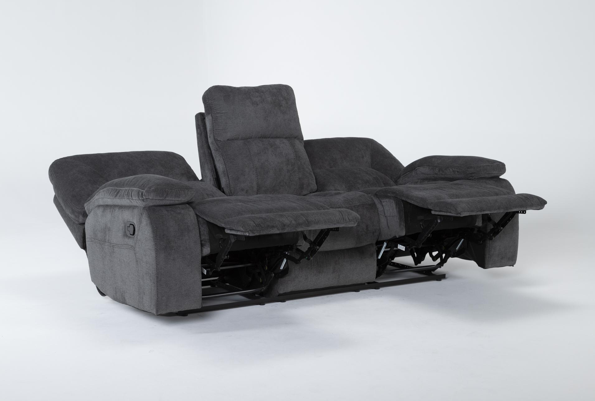 chadrick grey polyester 86" manual triple reclining sofa | usb 8 chadrick grey polyester 86" manual triple reclining sofa | usb
