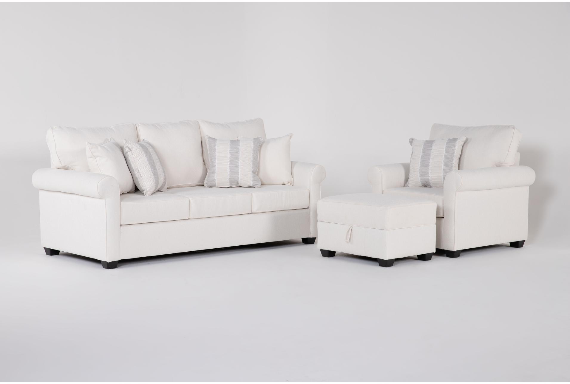 amora ivory white fabric 3 piece queen memory foam sleeper sofa bed arm chair & ottoman set 1 amora ivory white fabric 3 piece queen memory foam sleeper sofa bed arm chair & ottoman set