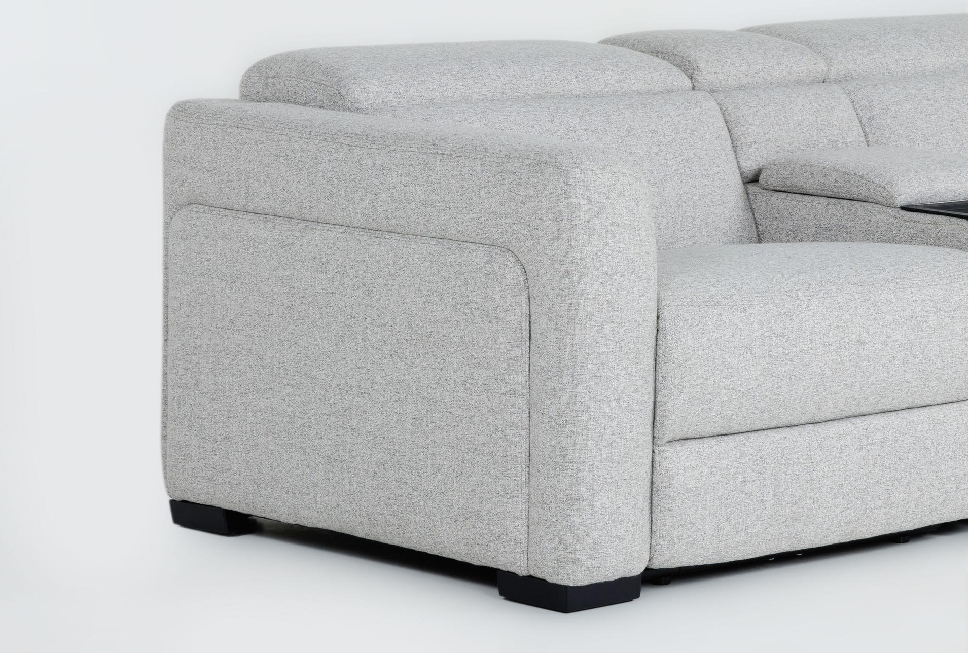 axis 130" 6 piece grey power reclining immersive audio sectional | adjustable headrests | fabric | console 26 axis 130" 6 piece grey power reclining immersive audio sectional | adjustable headrests | fabric | console