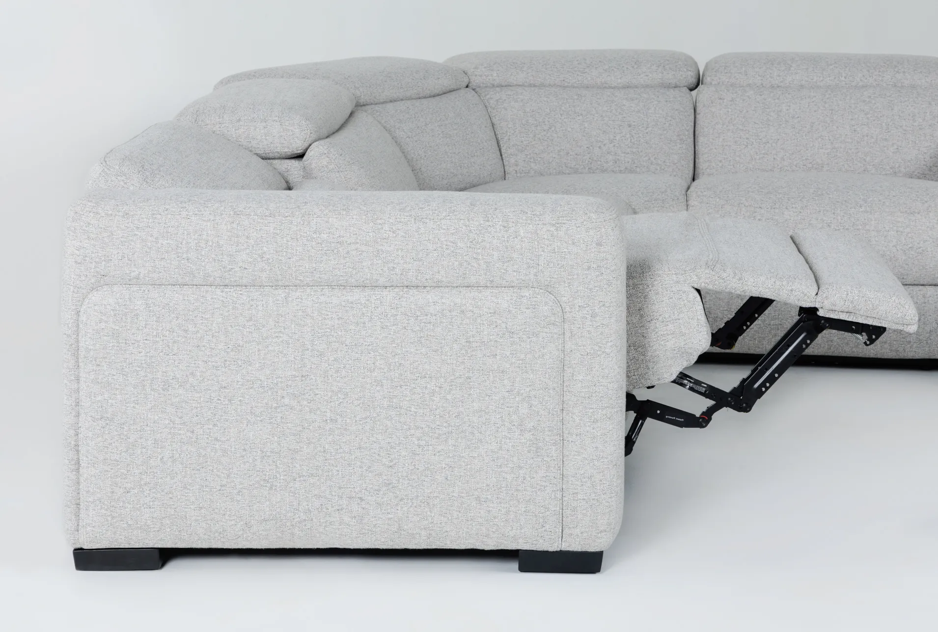 axis 130" 6 piece grey power reclining immersive audio sectional | adjustable headrests | fabric | console 32 axis 130" 6 piece grey power reclining immersive audio sectional | adjustable headrests | fabric | console