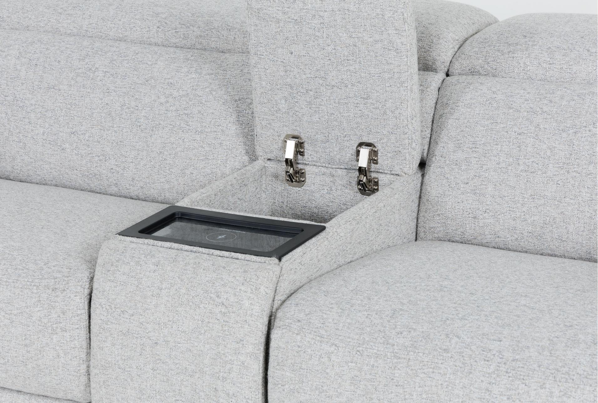 axis 130" 6 piece grey power reclining immersive audio sectional | adjustable headrests | fabric | console 18 axis 130" 6 piece grey power reclining immersive audio sectional | adjustable headrests | fabric | console