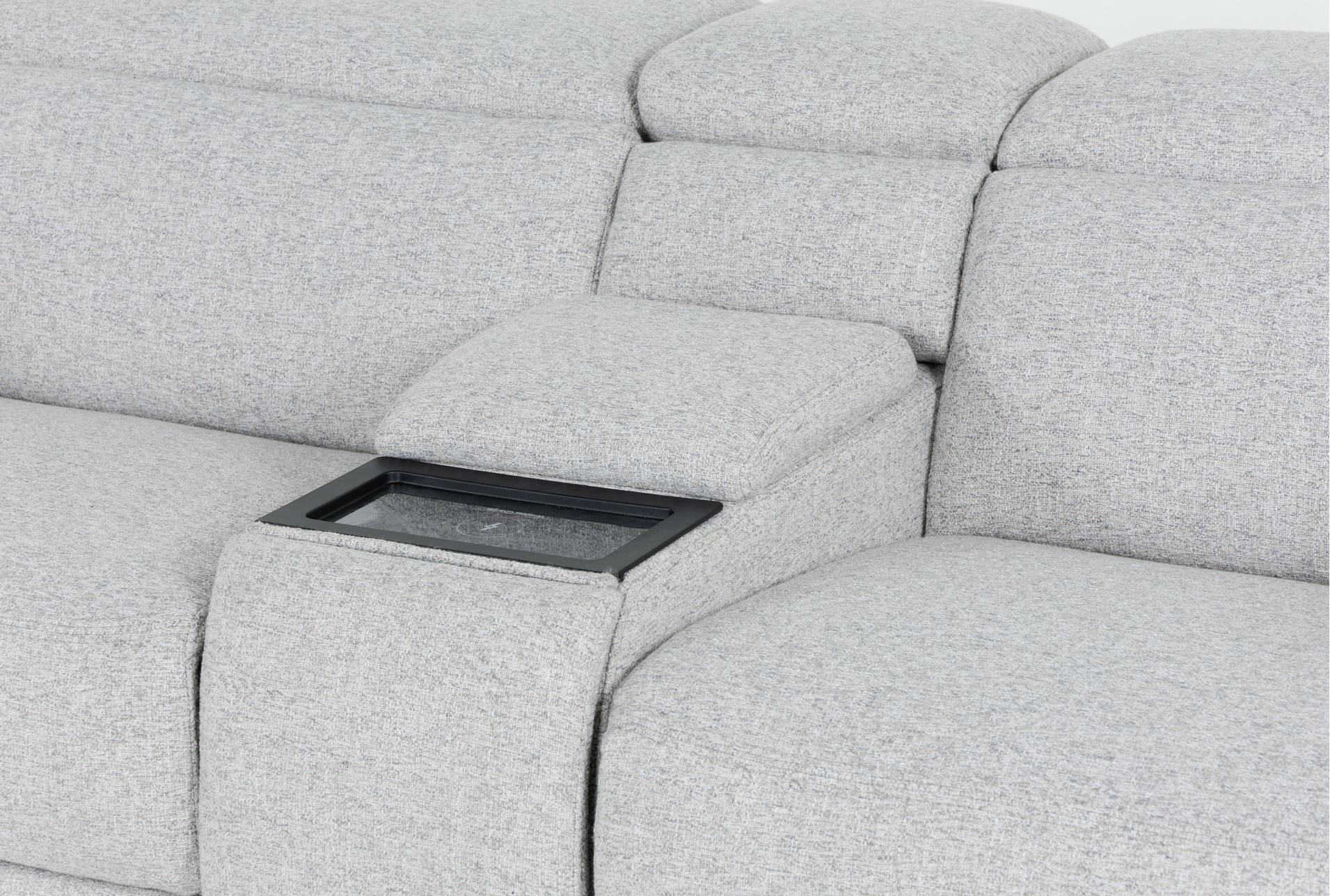 axis 130" 6 piece grey power reclining immersive audio sectional | adjustable headrests | fabric | console 25 axis 130" 6 piece grey power reclining immersive audio sectional | adjustable headrests | fabric | console