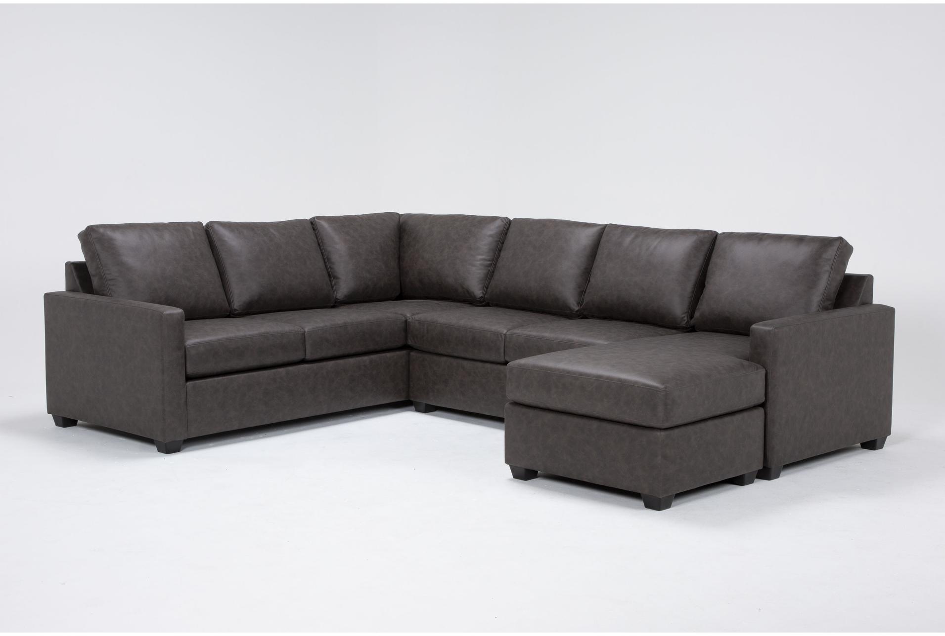 mathers grey brown vegan faux leather 2 piece sectional with right arm facing sofa chaise | fabric | loose reversible back 1 mathers grey brown vegan faux leather 2 piece sectional with right arm facing sofa chaise | fabric | loose reversible back