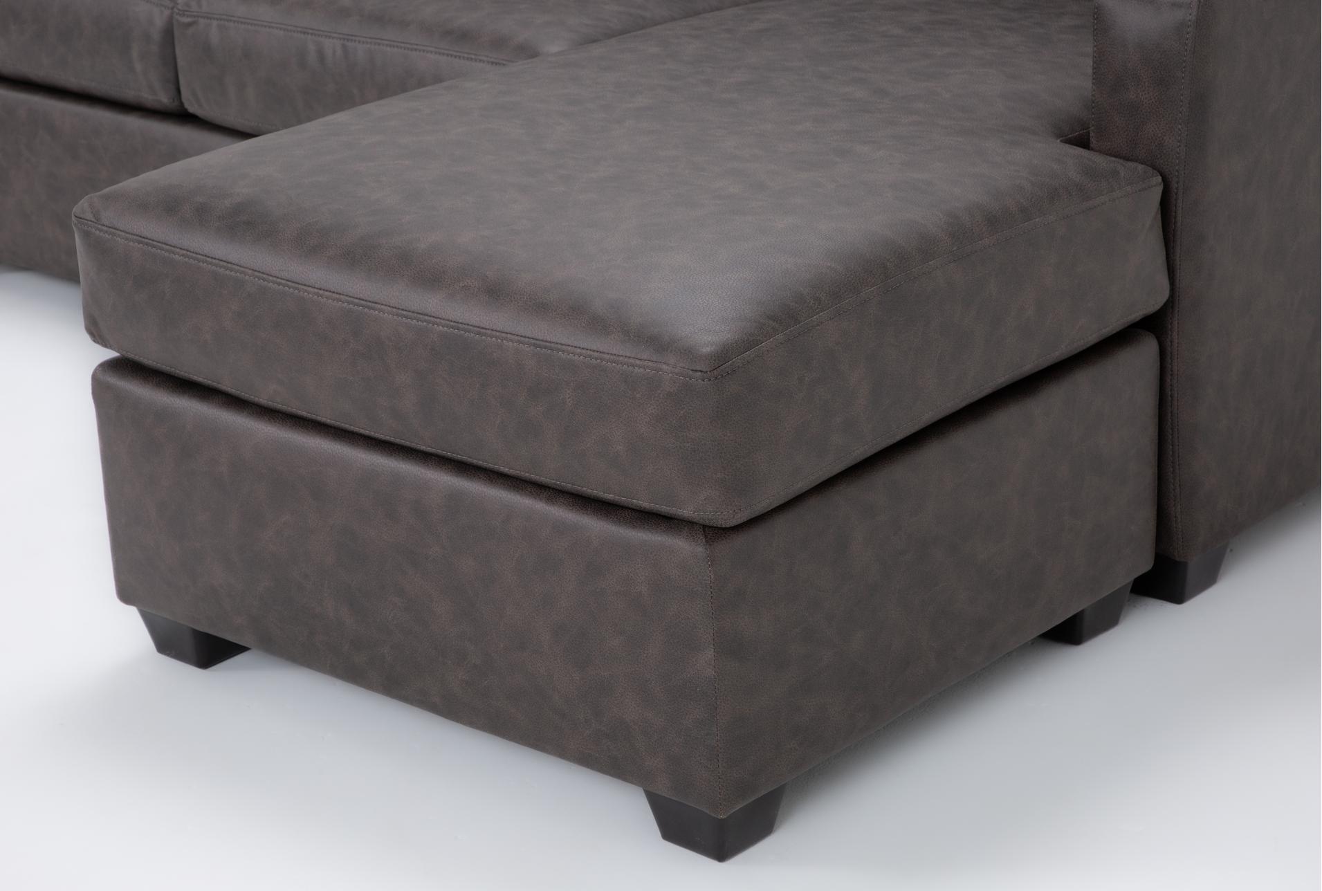 mathers grey brown vegan faux leather 2 piece sectional with right arm facing sofa chaise | fabric | loose reversible back 7 mathers grey brown vegan faux leather 2 piece sectional with right arm facing sofa chaise | fabric | loose reversible back