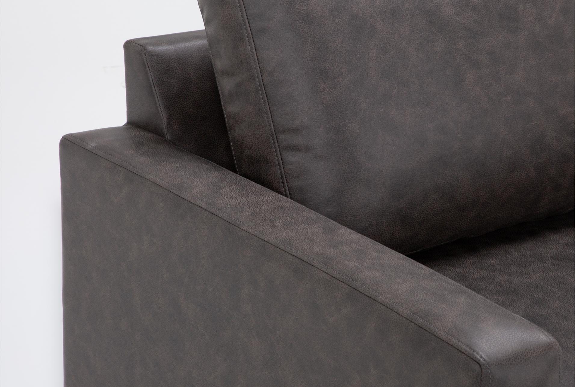 mathers grey brown vegan faux leather 2 piece sectional with right arm facing sofa chaise | fabric | loose reversible back 9 mathers grey brown vegan faux leather 2 piece sectional with right arm facing sofa chaise | fabric | loose reversible back