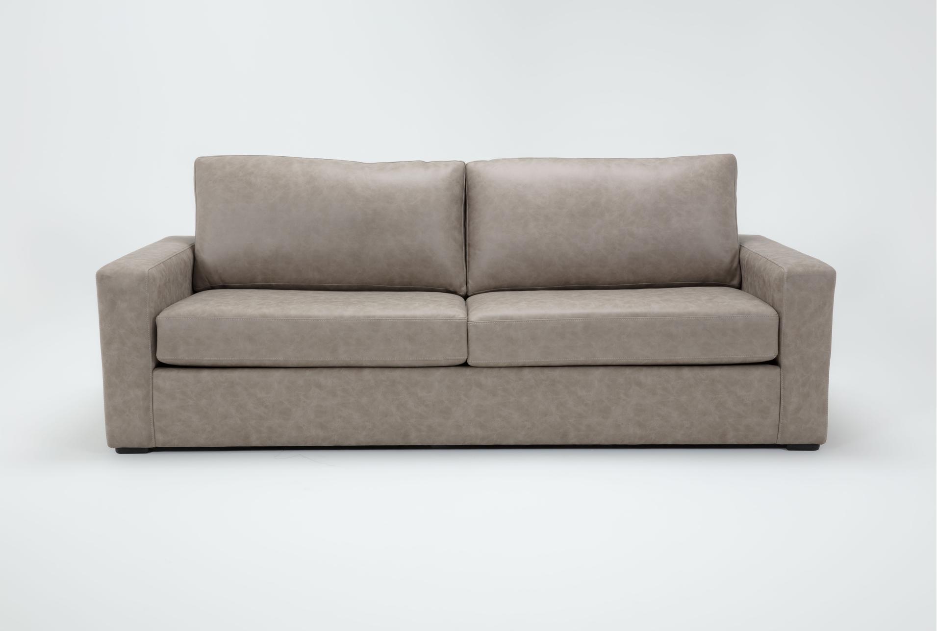 araceli ii taupe beige brown vegan faux leather 95" sofa | fabric | loose reversible back 1 araceli ii taupe beige brown vegan faux leather 95" sofa | fabric | loose reversible back