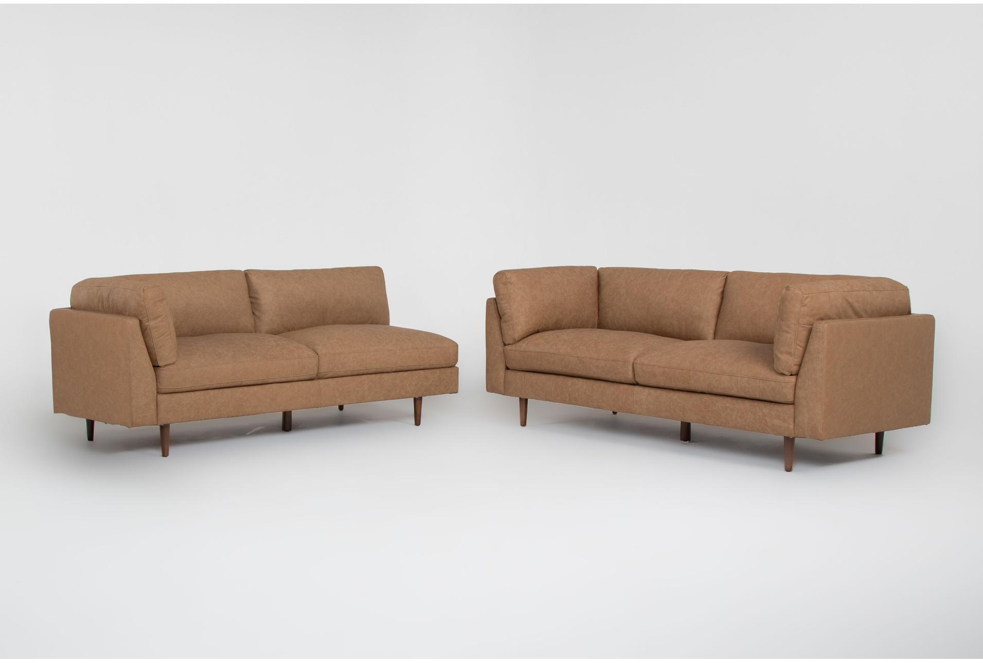 ewan caramel brown leather 2 piece 114" sectional with left arm facing sofa & chair set 9 ewan caramel brown leather 2 piece 114" sectional with left arm facing sofa & chair set