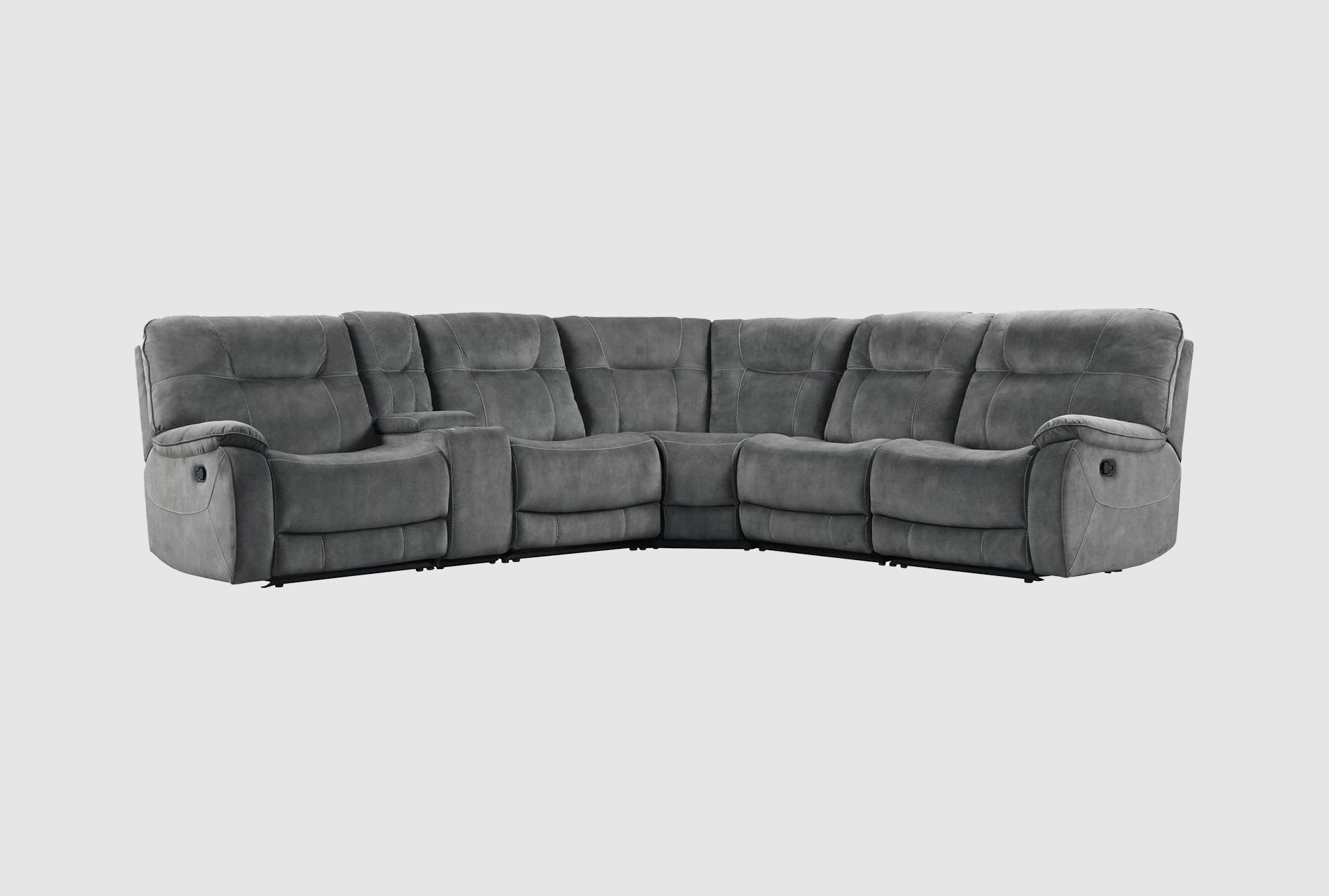 dax grey natural polyester 132" 6 piece manual reclining modular sectional with usb | performance fabric | reversible | console 1 dax grey natural polyester 132" 6 piece manual reclining modular sectional with usb | performance fabric | reversible | console