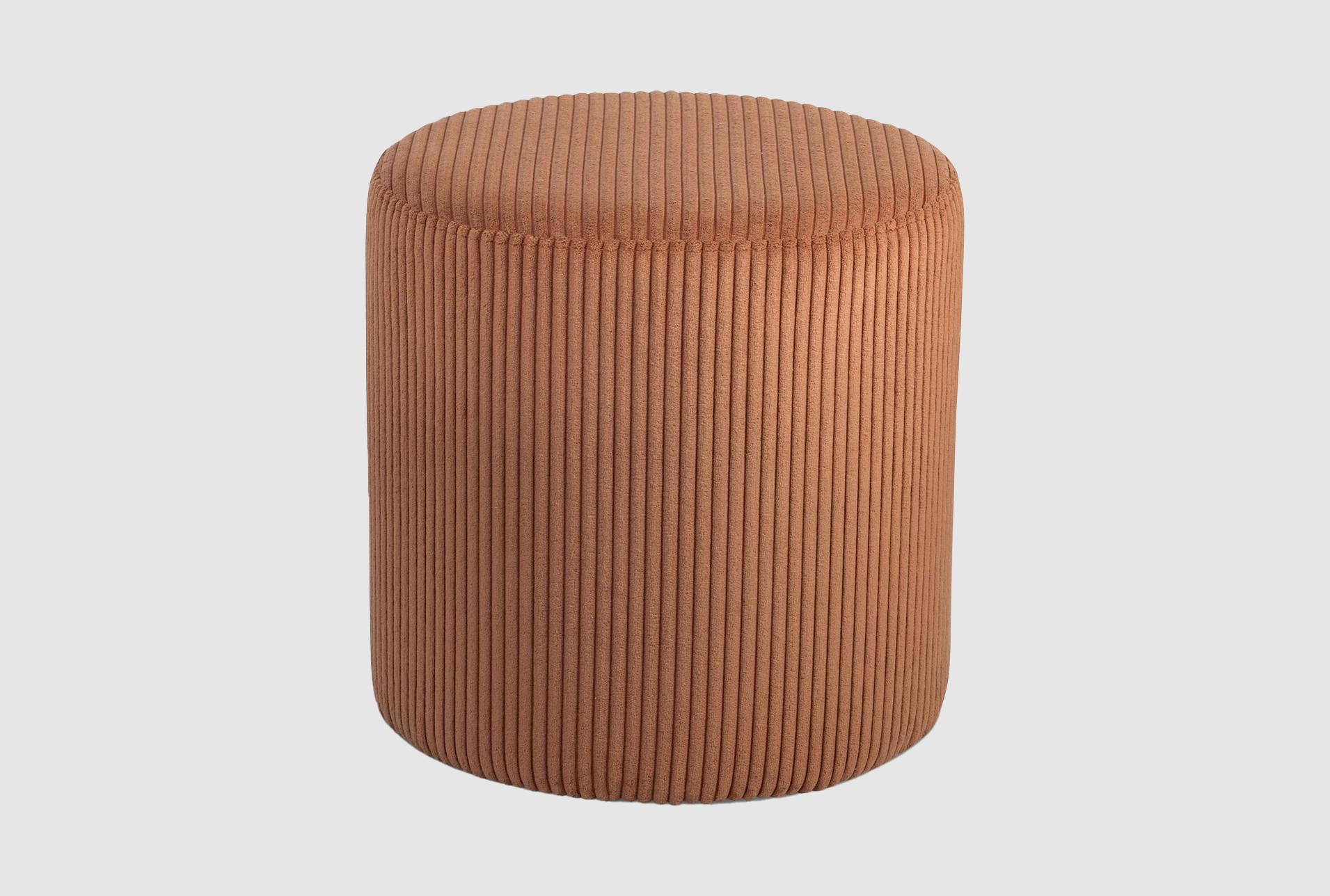 roy cognac round microsuede fabric upholstered ottoman/stool 1 roy cognac round microsuede fabric upholstered ottoman/stool