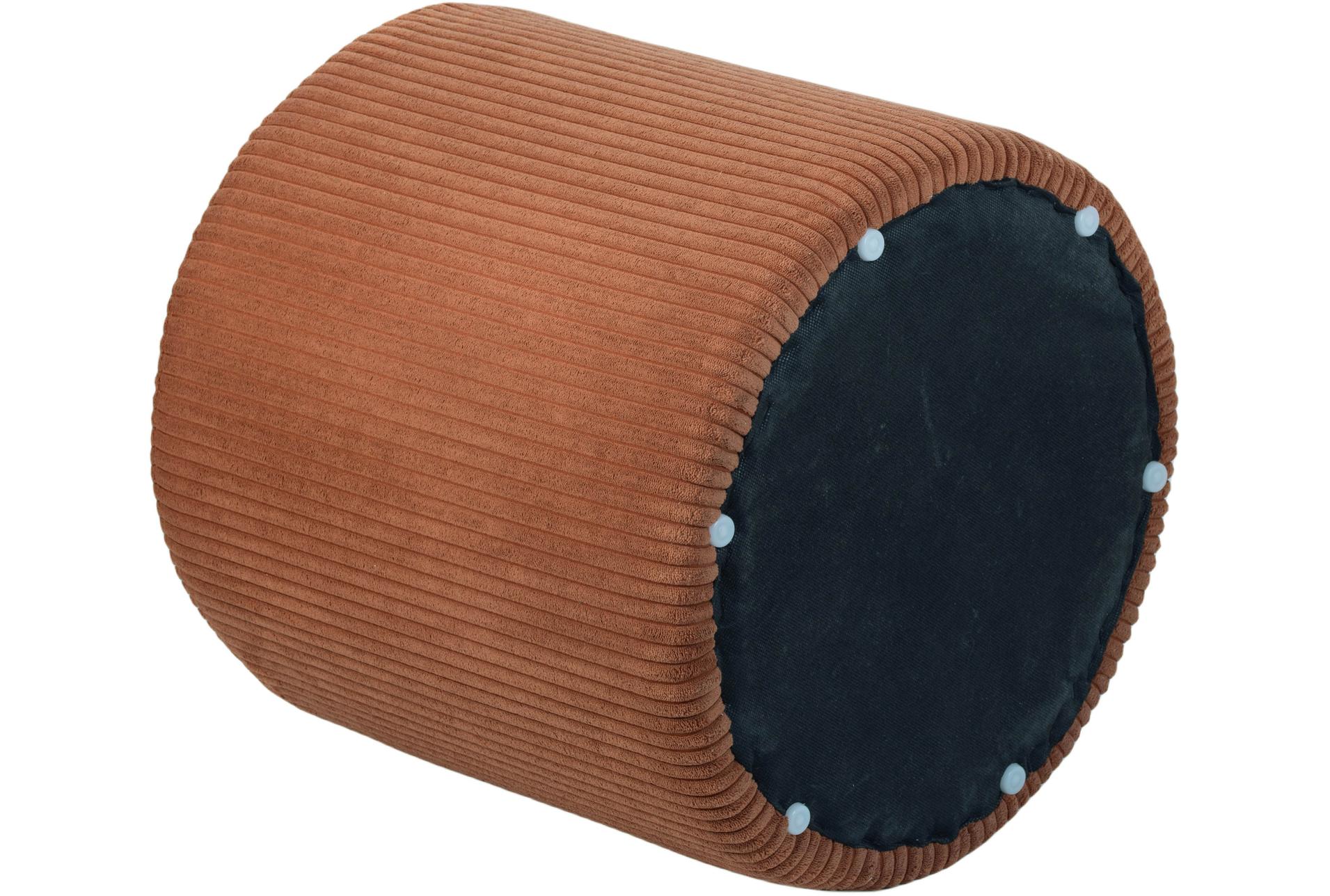 roy cognac round microsuede fabric upholstered ottoman/stool 12 roy cognac round microsuede fabric upholstered ottoman/stool