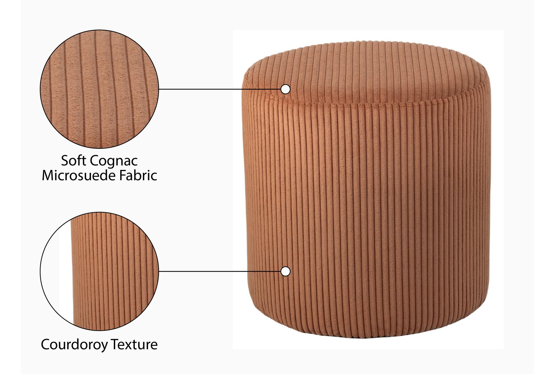 roy cognac round microsuede fabric upholstered ottoman/stool 15 roy cognac round microsuede fabric upholstered ottoman/stool