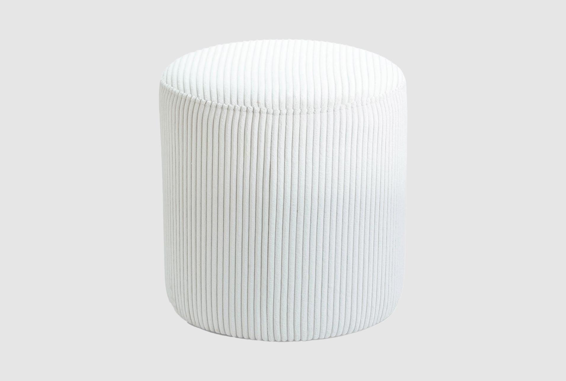 roy cream microsuede fabric upholstered ottoman/stool | round 1 roy cream microsuede fabric upholstered ottoman/stool | round