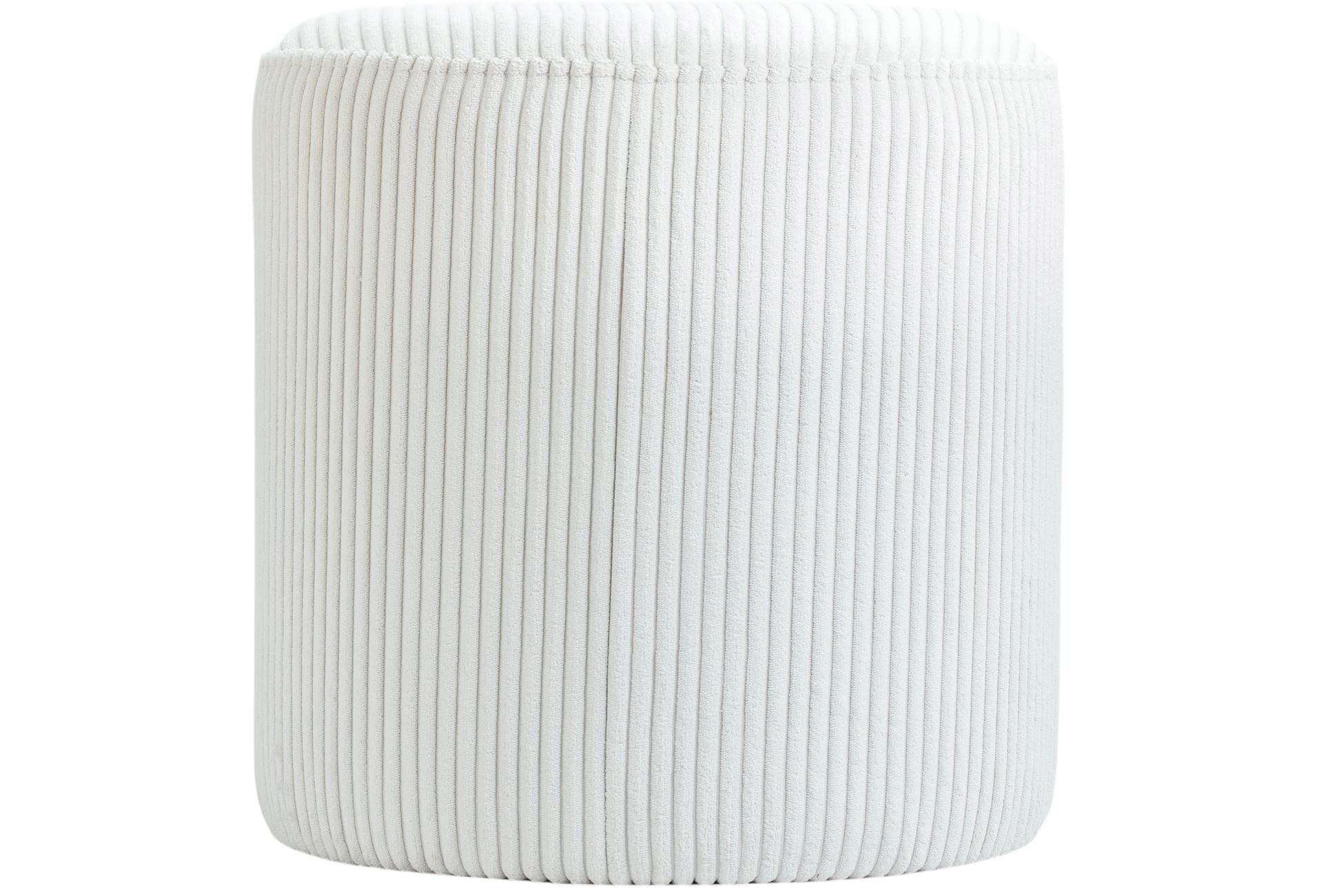 roy cream microsuede fabric upholstered ottoman/stool | round 11 roy cream microsuede fabric upholstered ottoman/stool | round