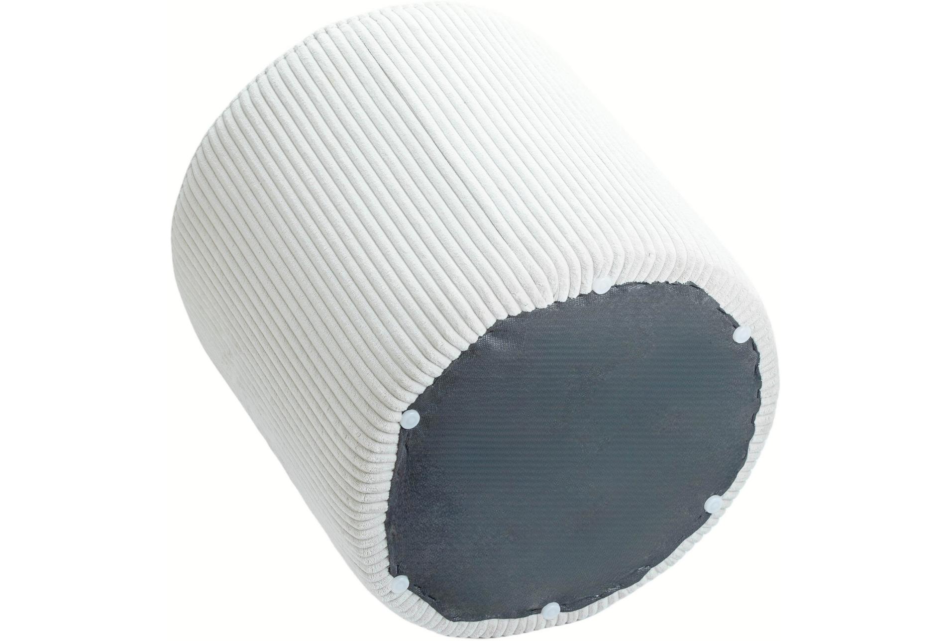 roy cream microsuede fabric upholstered ottoman/stool | round 12 roy cream microsuede fabric upholstered ottoman/stool | round