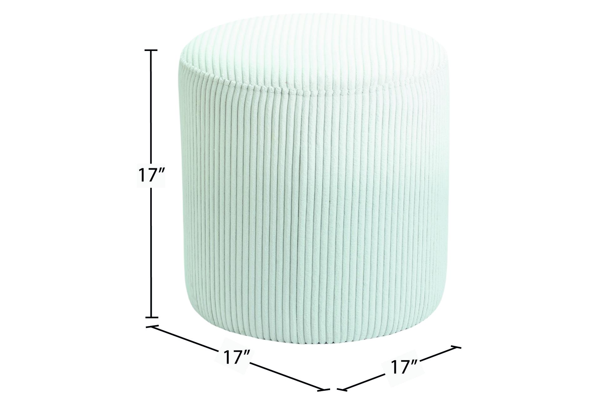 roy cream microsuede fabric upholstered ottoman/stool | round 14 roy cream microsuede fabric upholstered ottoman/stool | round