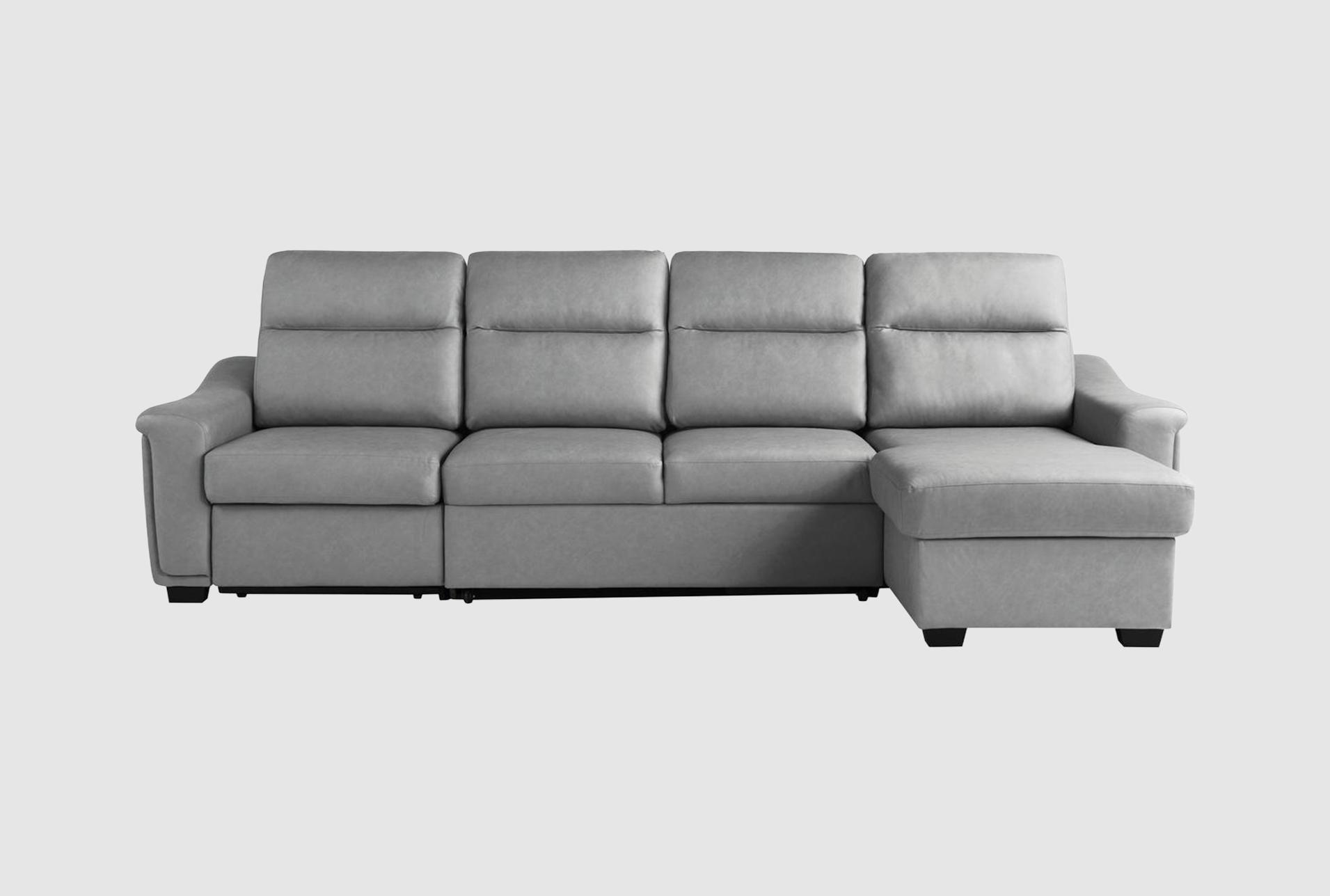 prescott grey vegan leather 139" 3 piece convertible futon sleeper sectional with right arm facing storage chaise & usb 1 prescott grey vegan leather 139" 3 piece convertible futon sleeper sectional with right arm facing storage chaise & usb