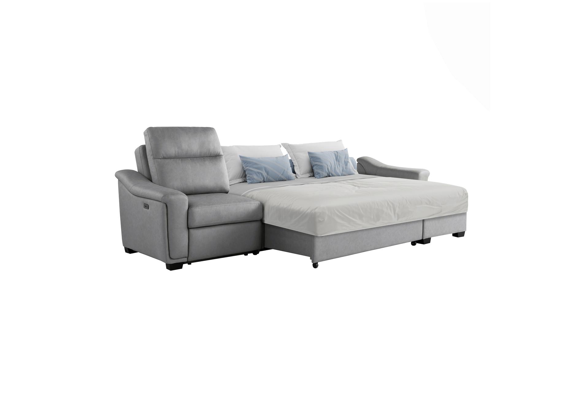 prescott grey vegan leather 139" 3 piece convertible futon sleeper sectional with right arm facing storage chaise & usb 14 prescott grey vegan leather 139" 3 piece convertible futon sleeper sectional with right arm facing storage chaise & usb