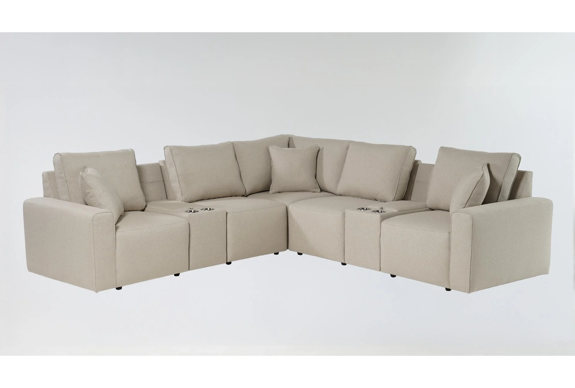 holland sand beige perfomance fabric 7 piece 113" modular sectional with dual console storage cupholders and usb | reversible | performance fabric 1 holland sand beige perfomance fabric 7 piece 113" modular sectional with dual console storage cupholders and usb | reversible | performance fabric