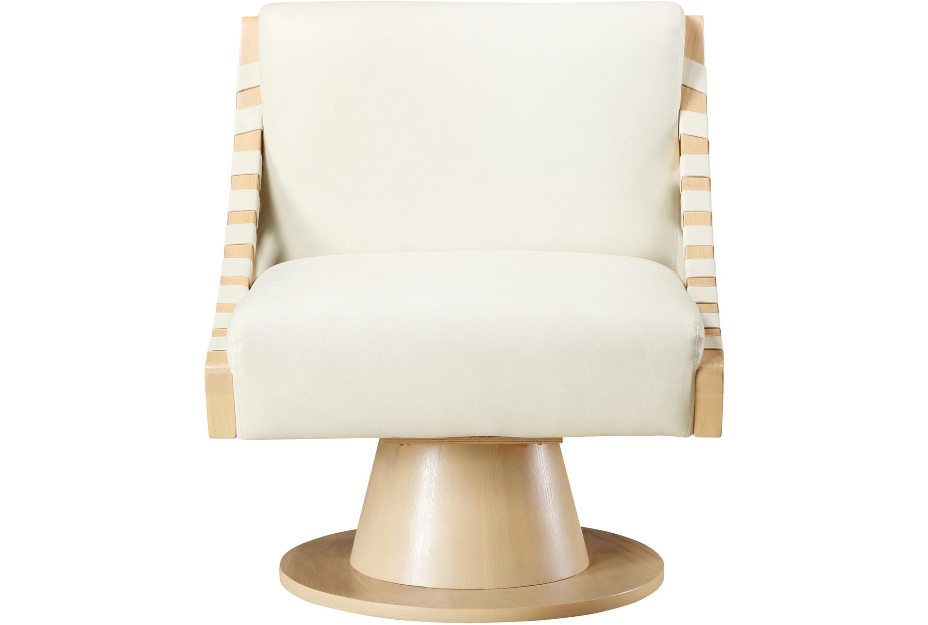 millwin cream white vegan leather swivel accent chair with natural finish | fabric 10 millwin cream white vegan leather swivel accent chair with natural finish | fabric