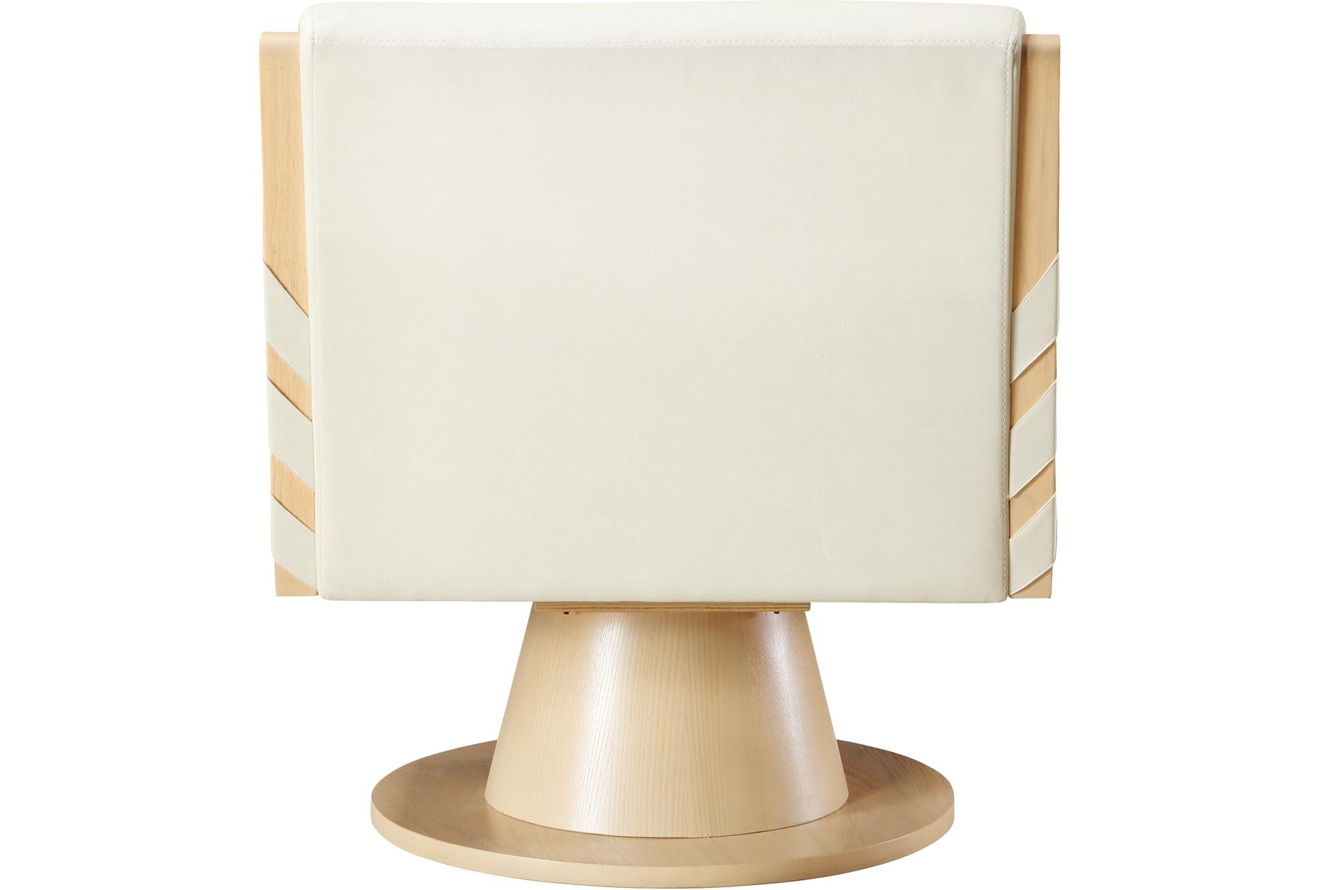 millwin cream white vegan leather swivel accent chair with natural finish | fabric 12 millwin cream white vegan leather swivel accent chair with natural finish | fabric