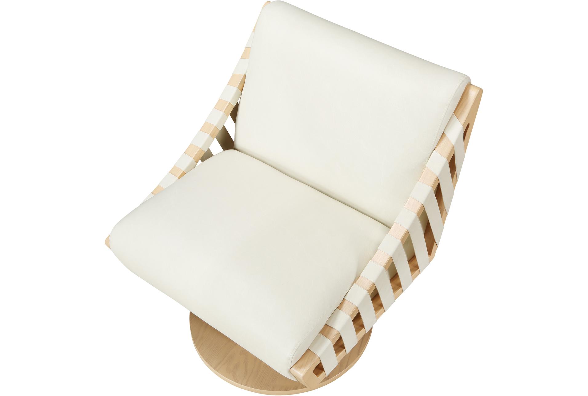 millwin cream white vegan leather swivel accent chair with natural finish | fabric 13 millwin cream white vegan leather swivel accent chair with natural finish | fabric