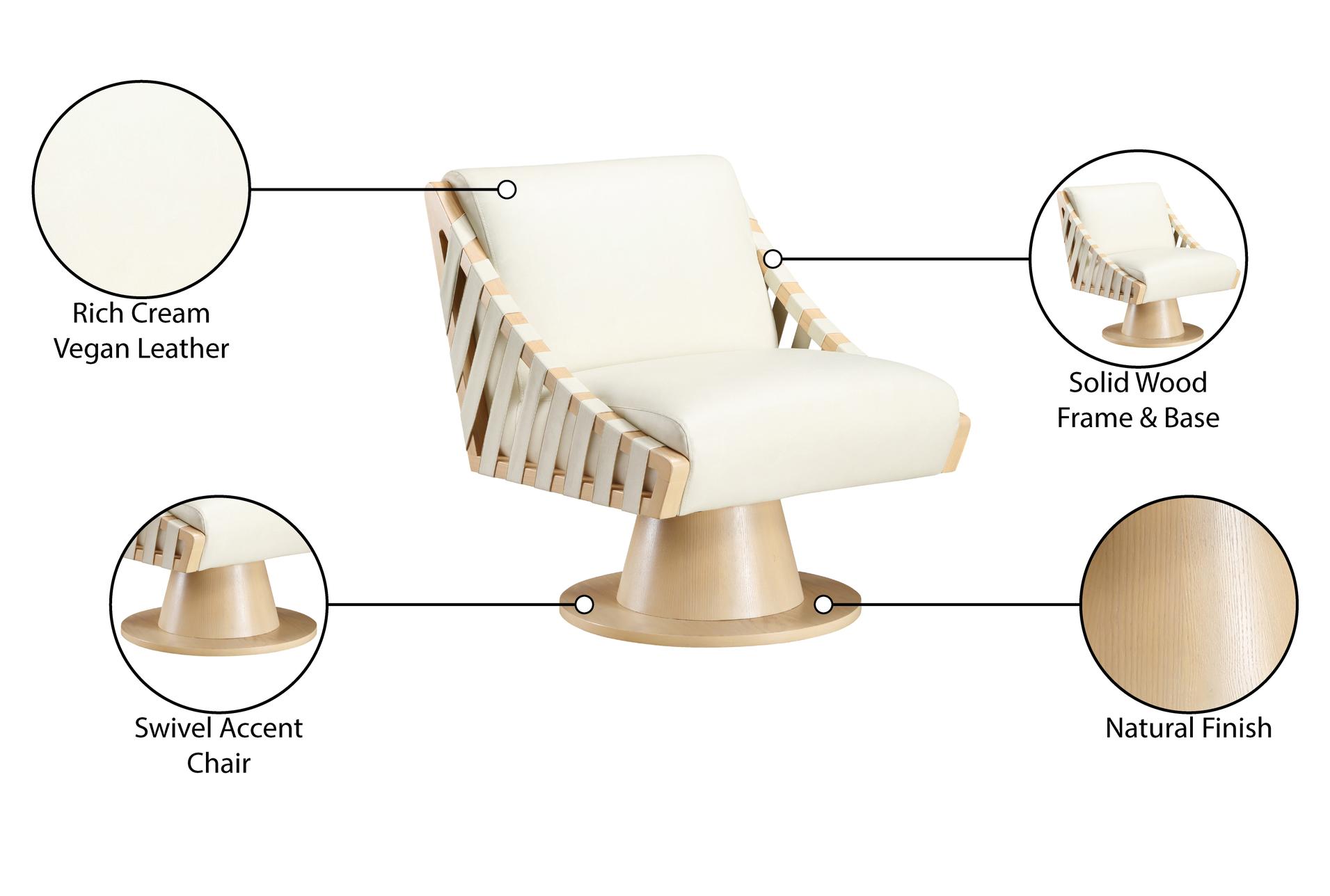 millwin cream white vegan leather swivel accent chair with natural finish | fabric 15 millwin cream white vegan leather swivel accent chair with natural finish | fabric