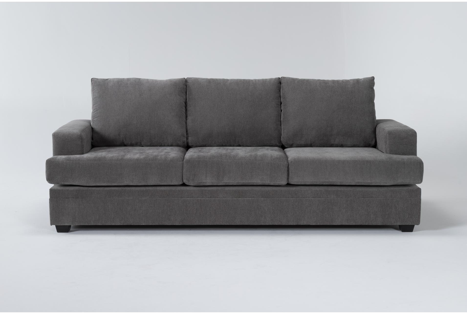 bonaterra charcoal grey fabric 97" sofa | track arms | loose reversible back 1 bonaterra charcoal grey fabric 97" sofa | track arms | loose reversible back