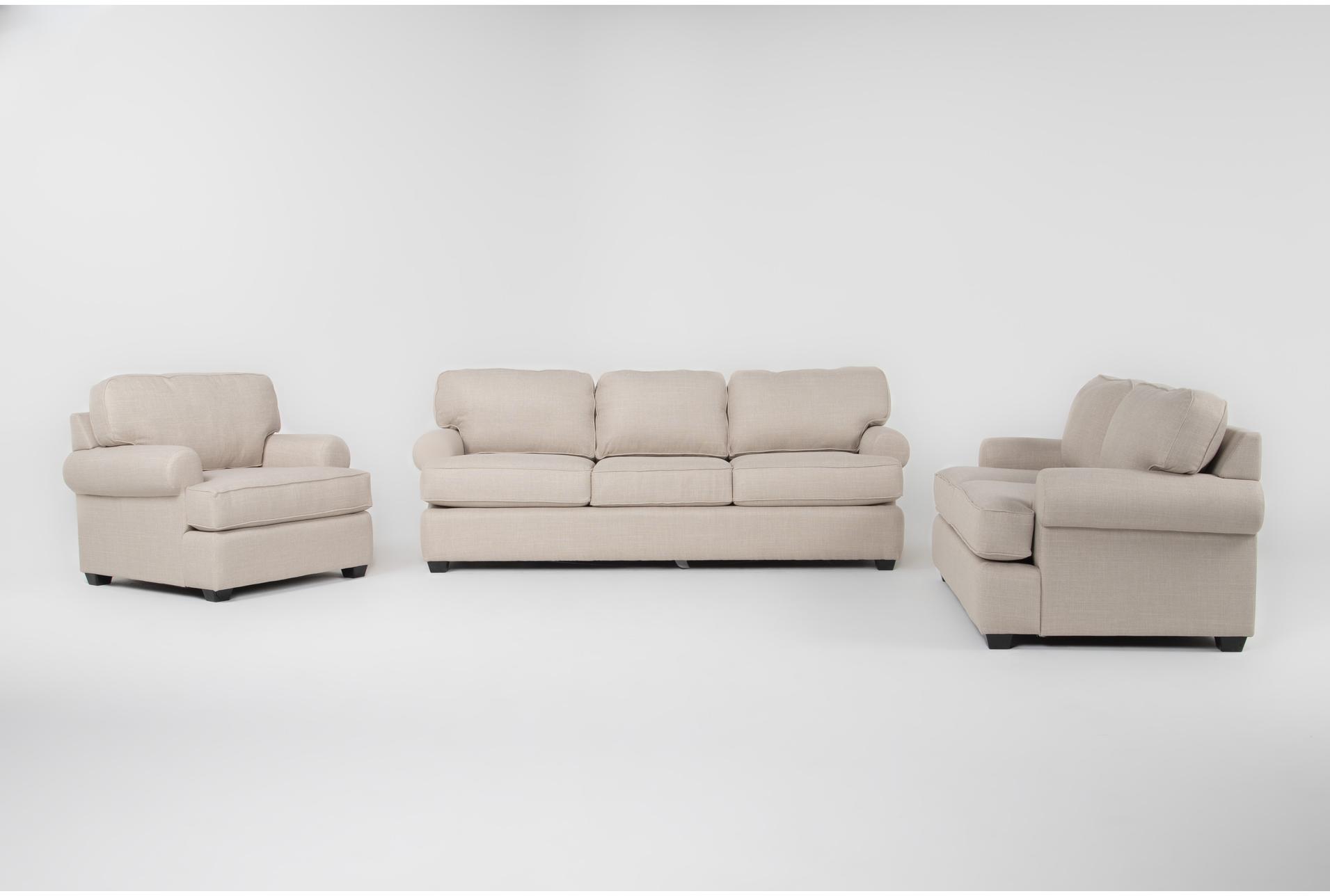 hampstead ii linen beige 3 piece sofa loveseat & chair set 1 hampstead ii linen beige 3 piece sofa loveseat & chair set